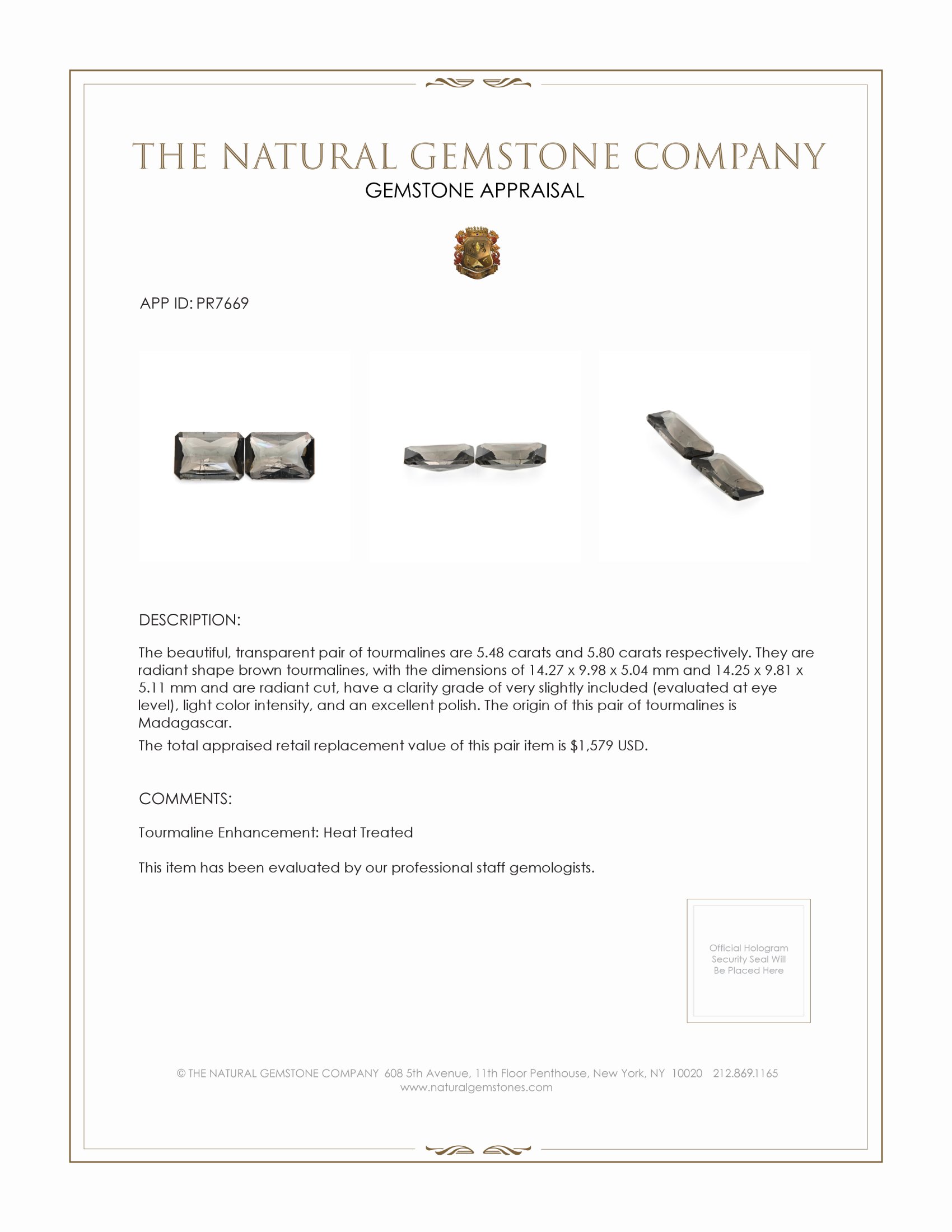 11.28 Ct.Tw. Tourmaline Pair from Madagascar