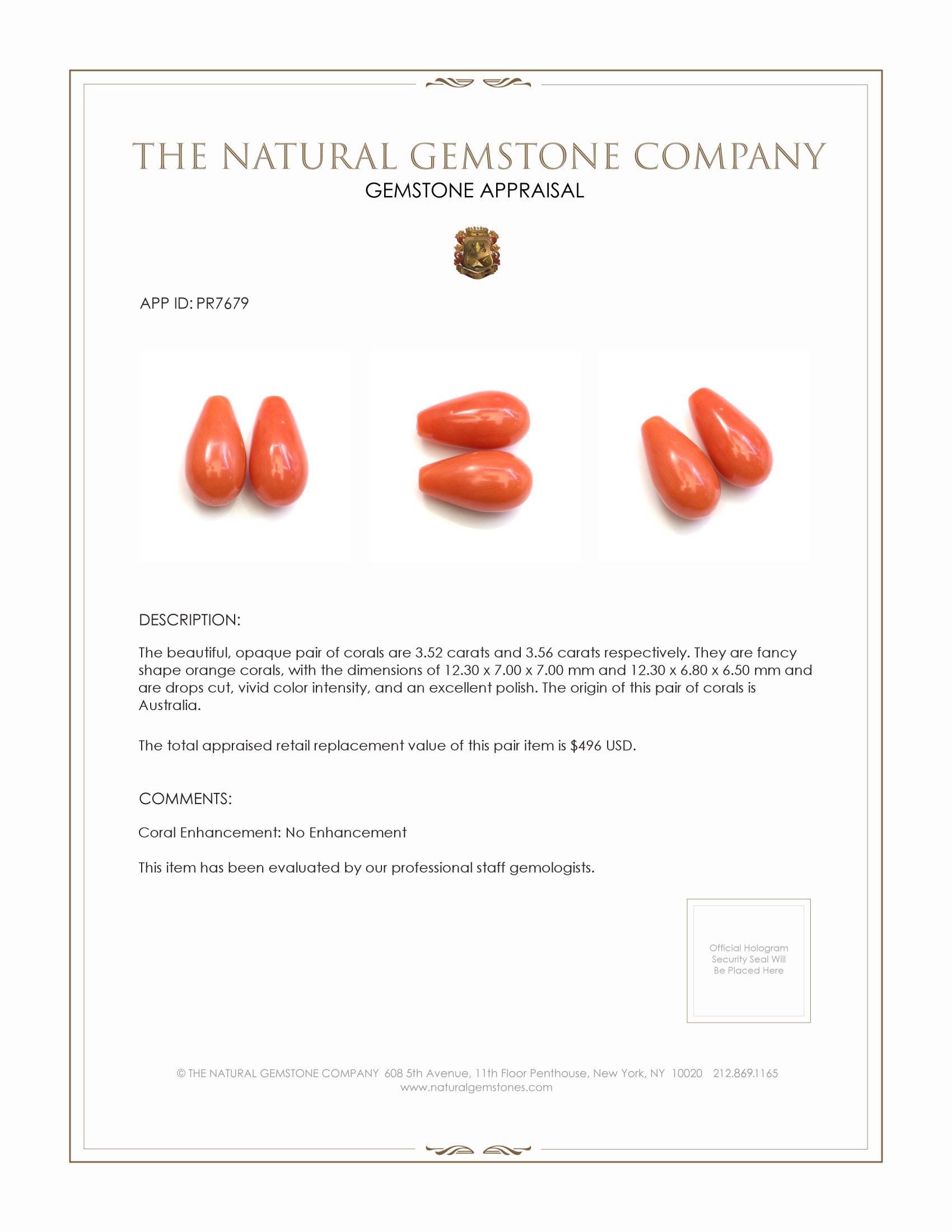 7.08 Ct.Tw. Coral Pair from Australia