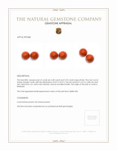 6.80 Ct.Tw.Total Carat Weight Cabochon Coral Pair from Malaysia Appraisal