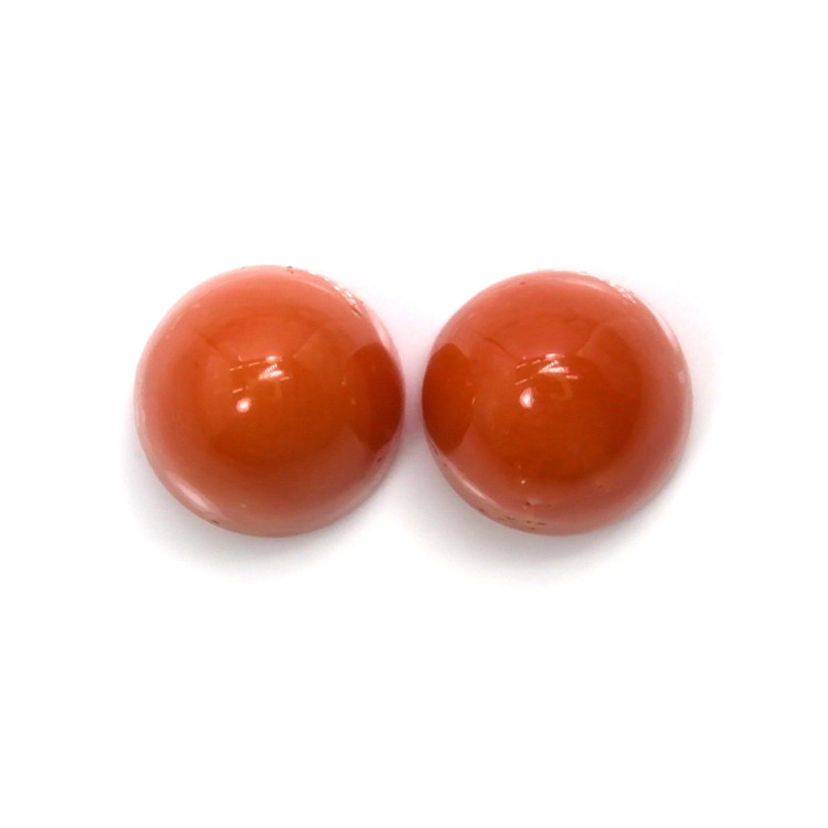 6.80 Ct.Tw. Cabochon Coral Pair from Malaysia