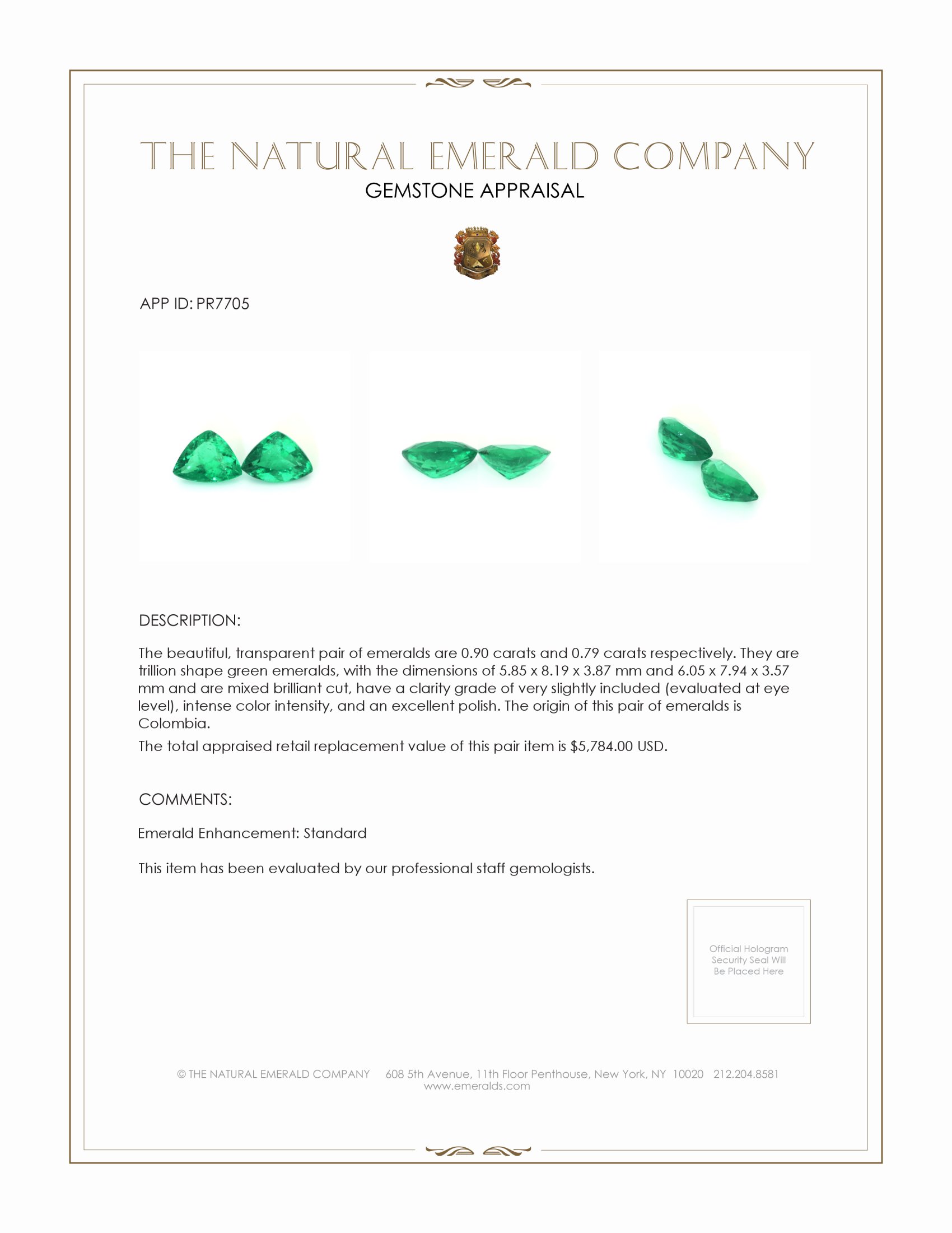 1.69 Ct.Tw. Emerald Pair from Colombia