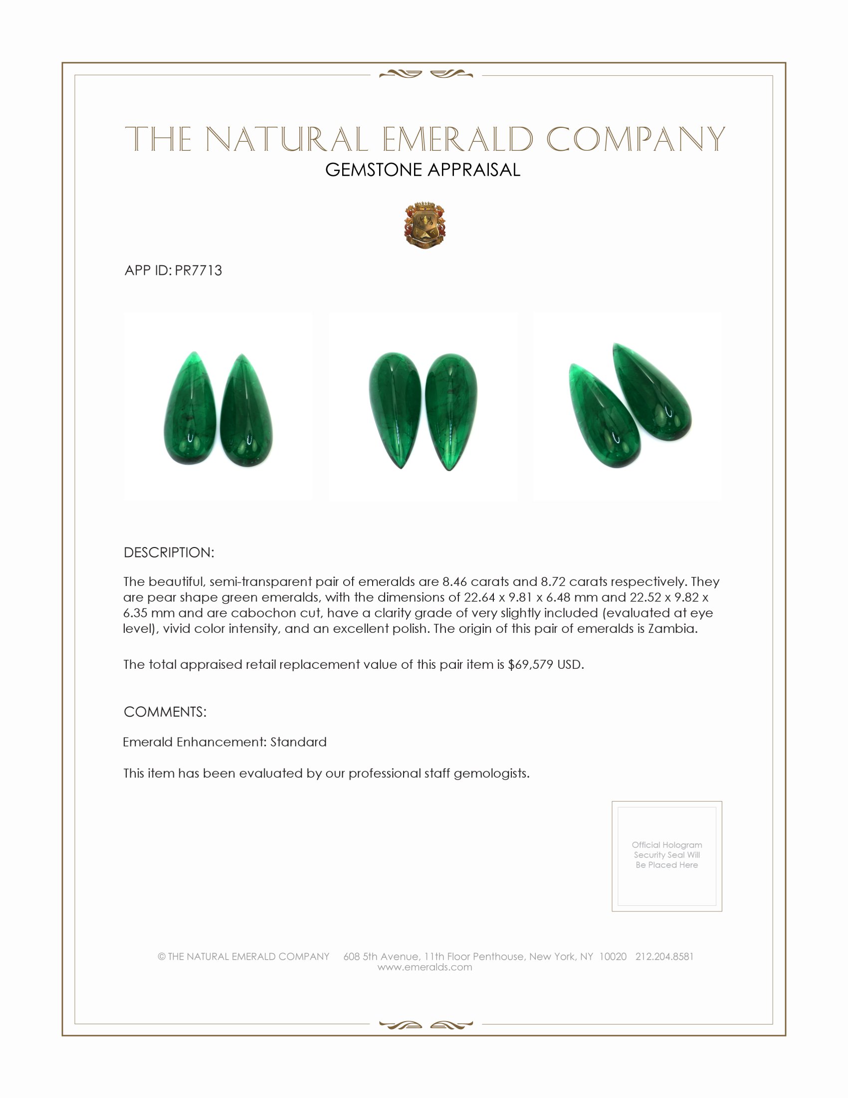 17.18 Ct.Tw. Cabochon Emerald Pair from Zambia