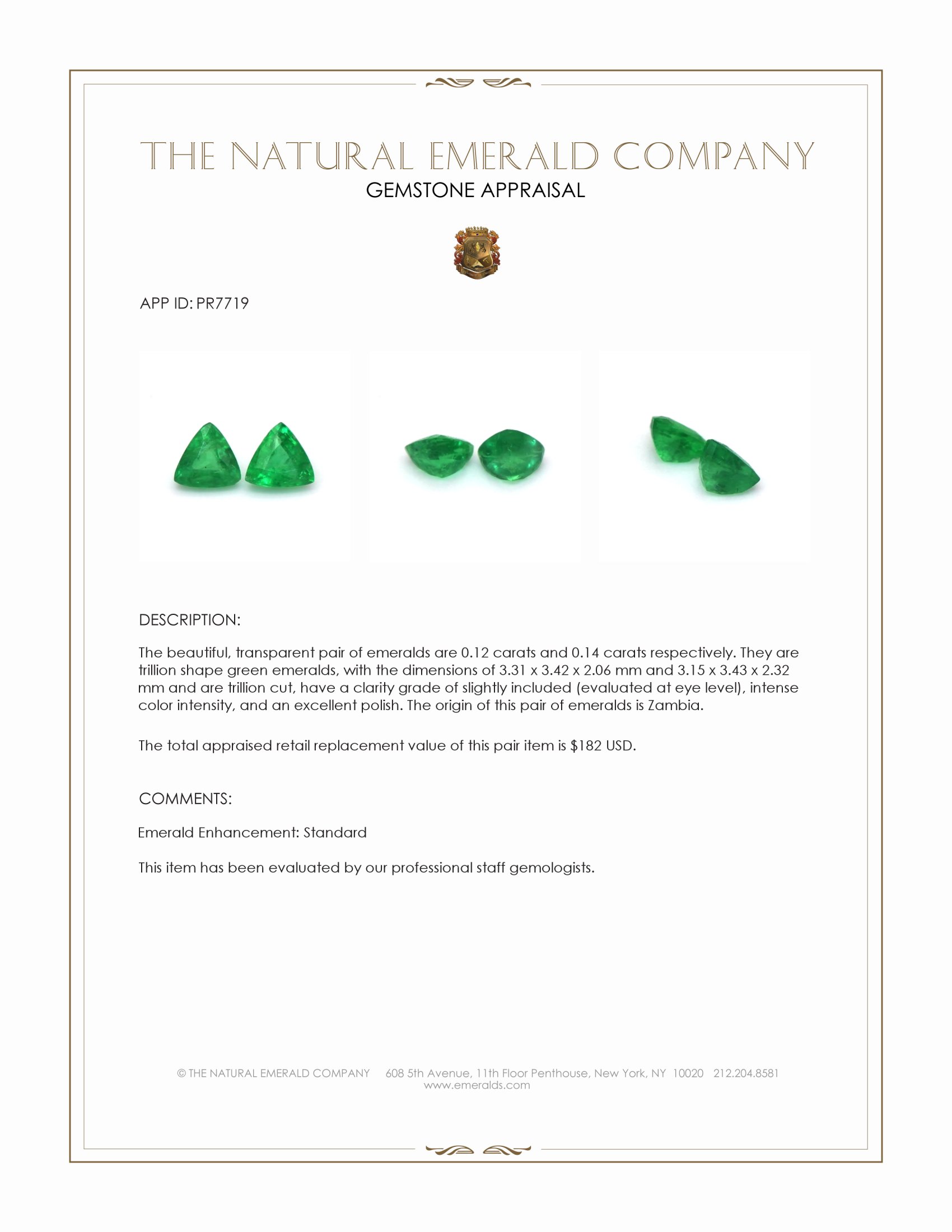 0.26 Ct.Tw. Emerald Pair from Zambia