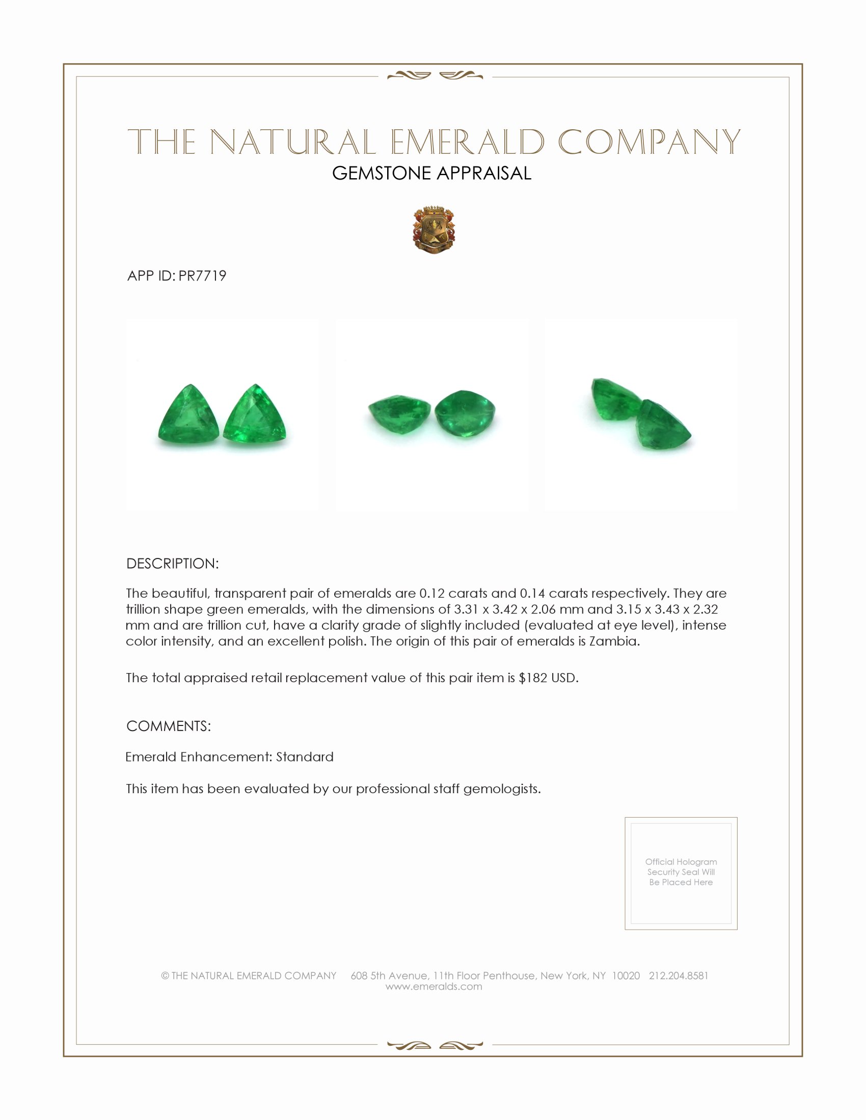 0.26 Ct.Tw. Emerald Pair from Zambia