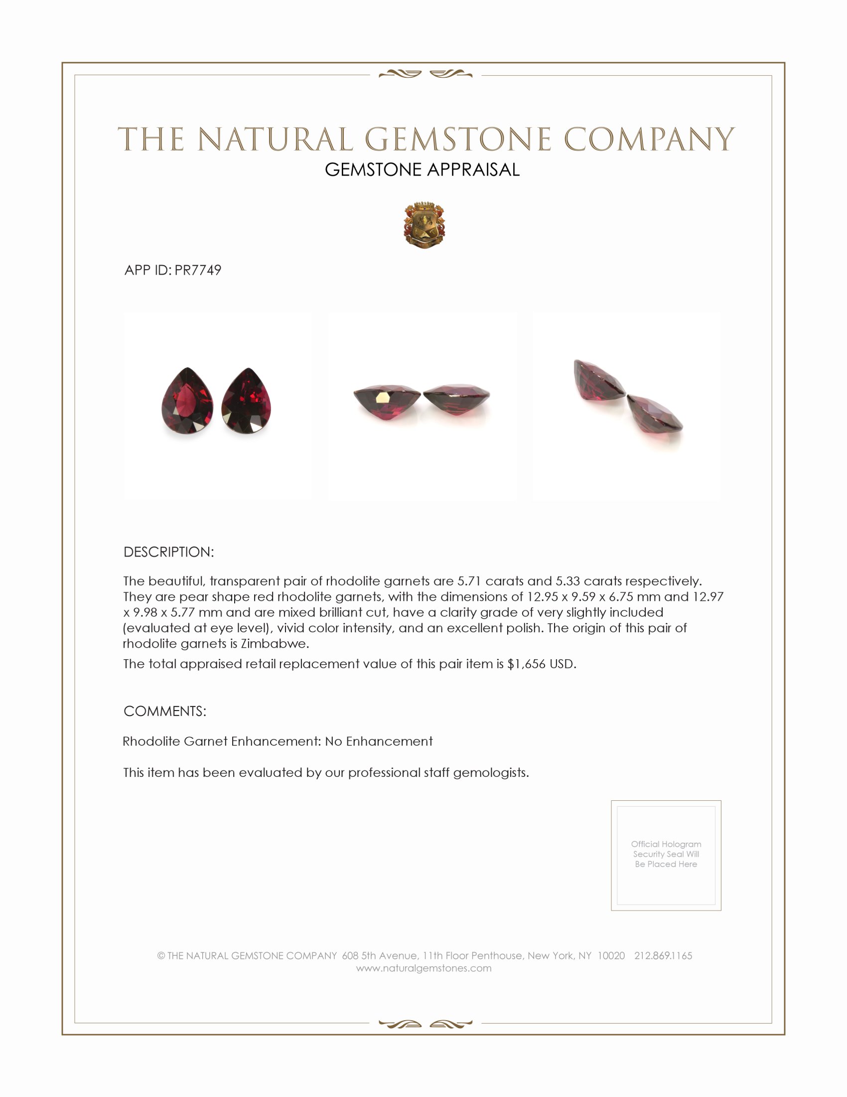 11.04 Ct.Tw. Rhodolite Garnet Pair from Zimbabwe