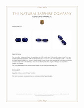 2.02 Ct.Tw.Total Carat Weight Blue Sapphire Pair from Ceylon (Sri Lanka) Appraisal