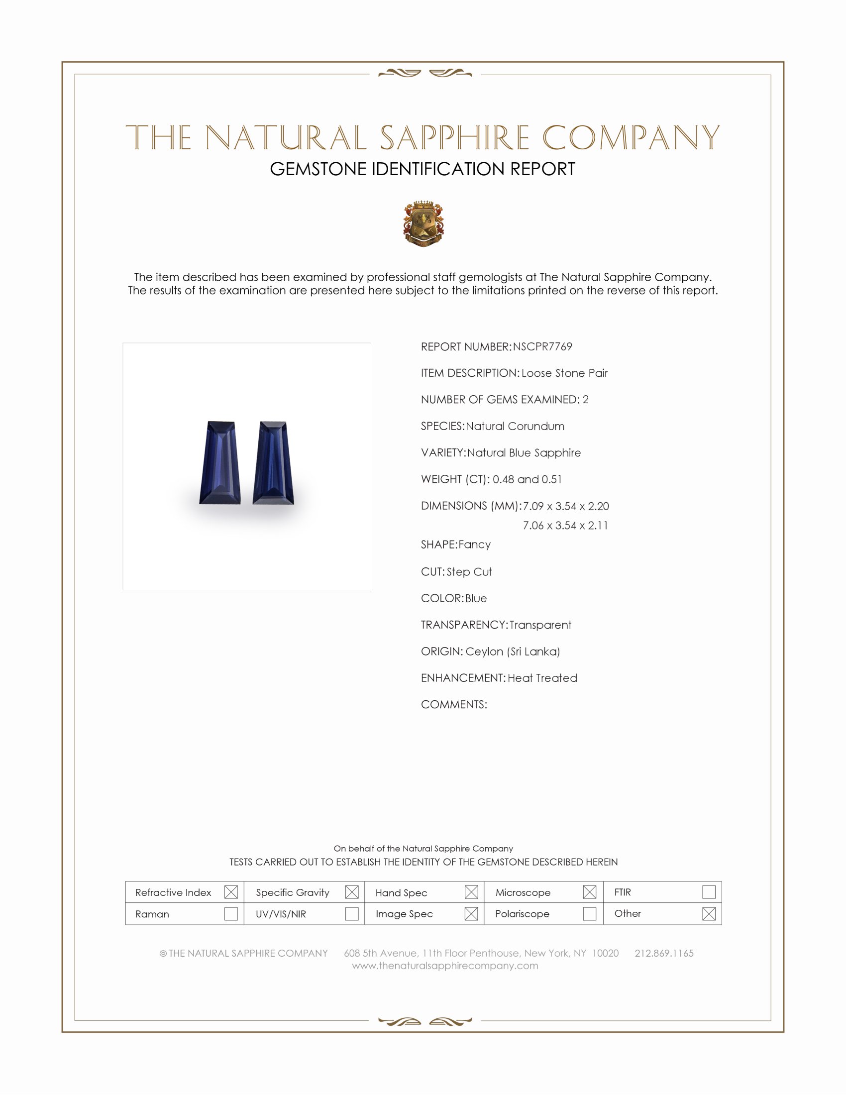 0.99 Ct.Tw. Blue Sapphire Pair from Ceylon (Sri Lanka)