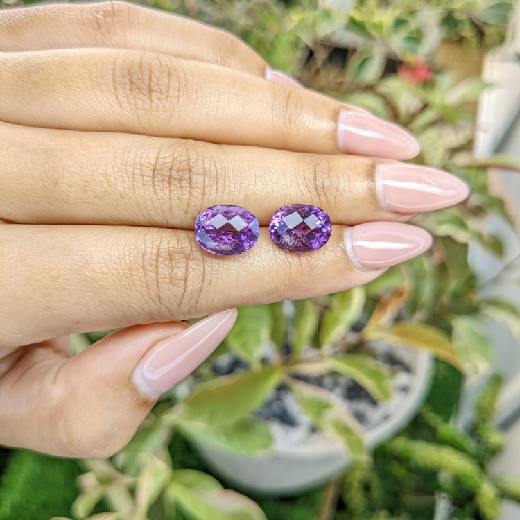 7.78 Ct.Tw. Amethyst Pair from Brazil