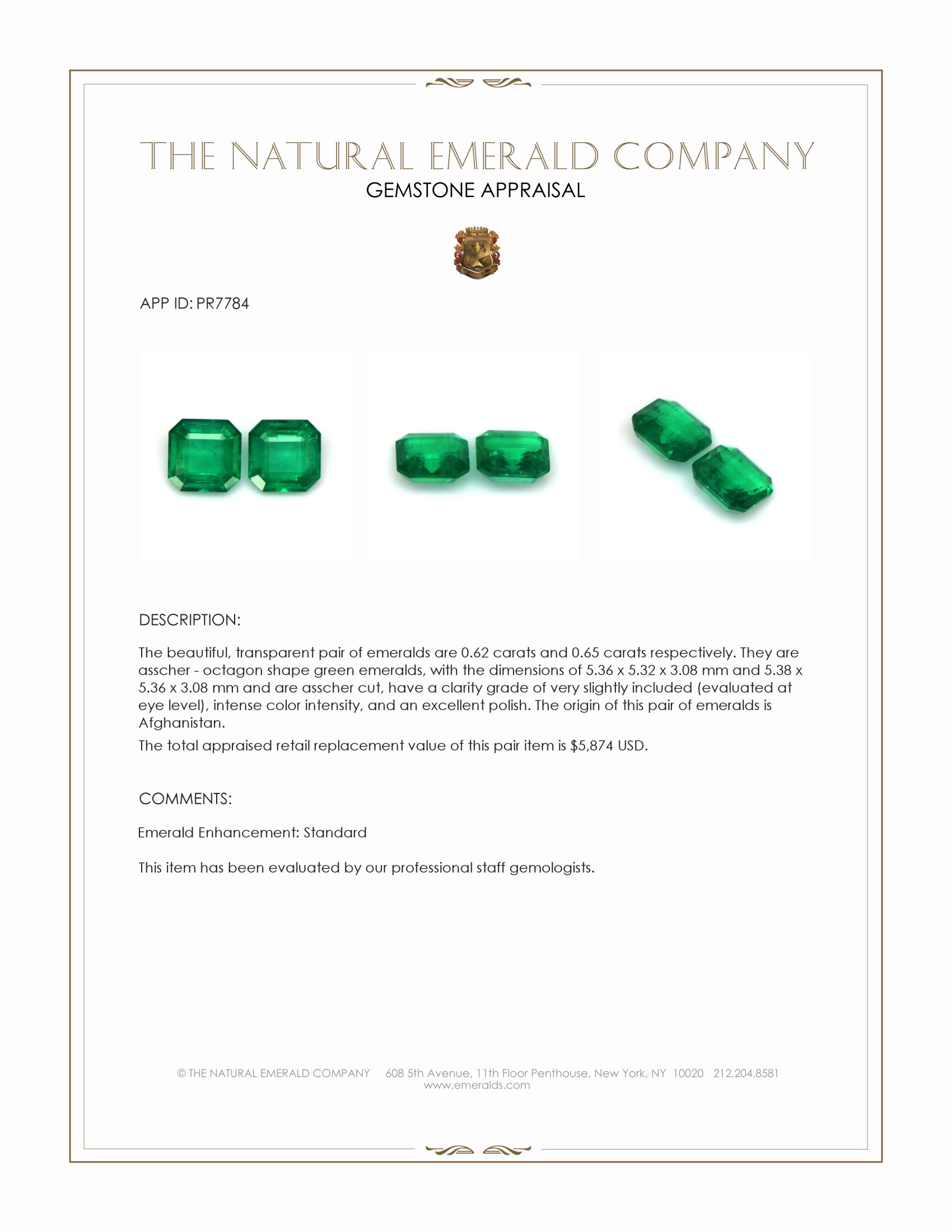 1.27 Ct.Tw. Emerald Pair from Afghanistan