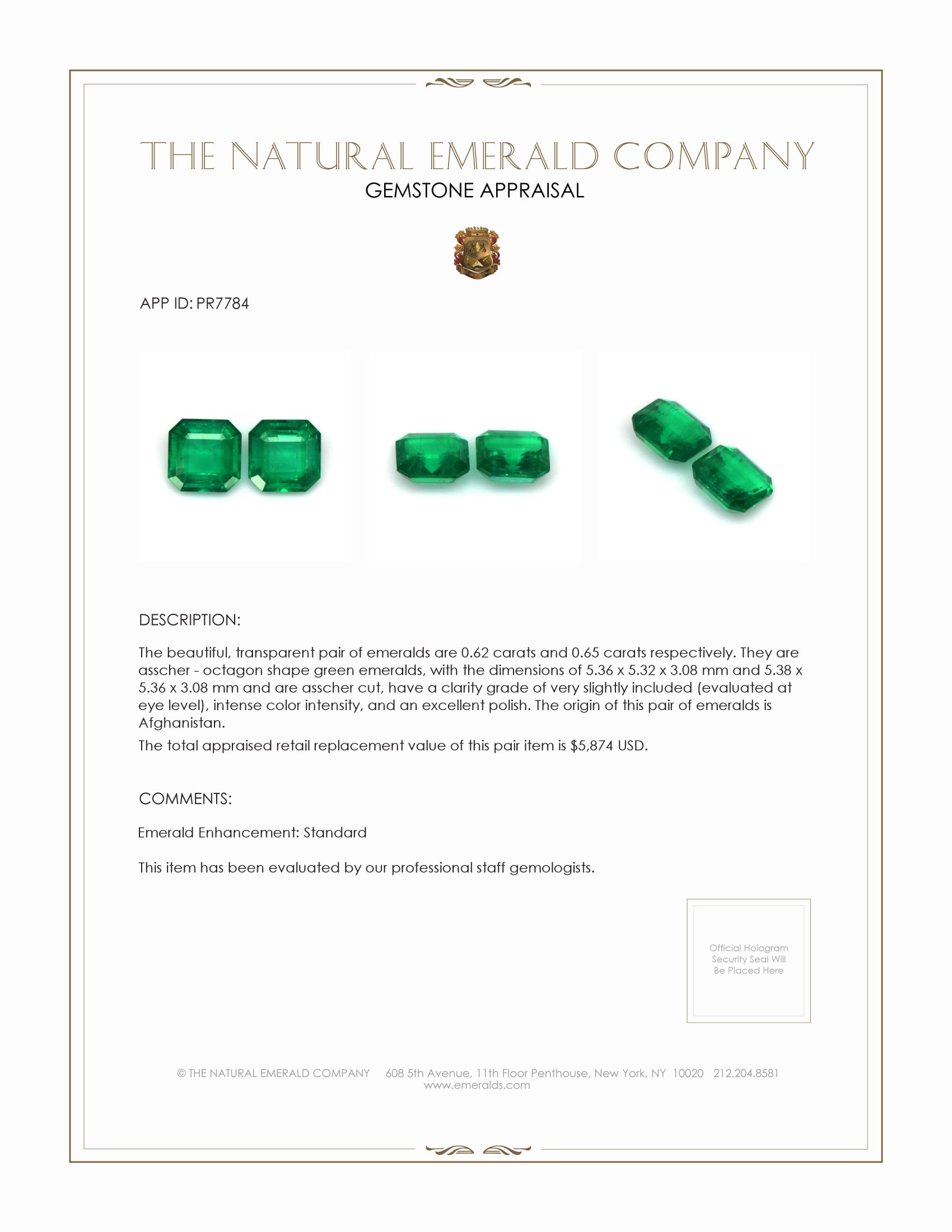1.27 Ct.Tw. Emerald Pair from Afghanistan