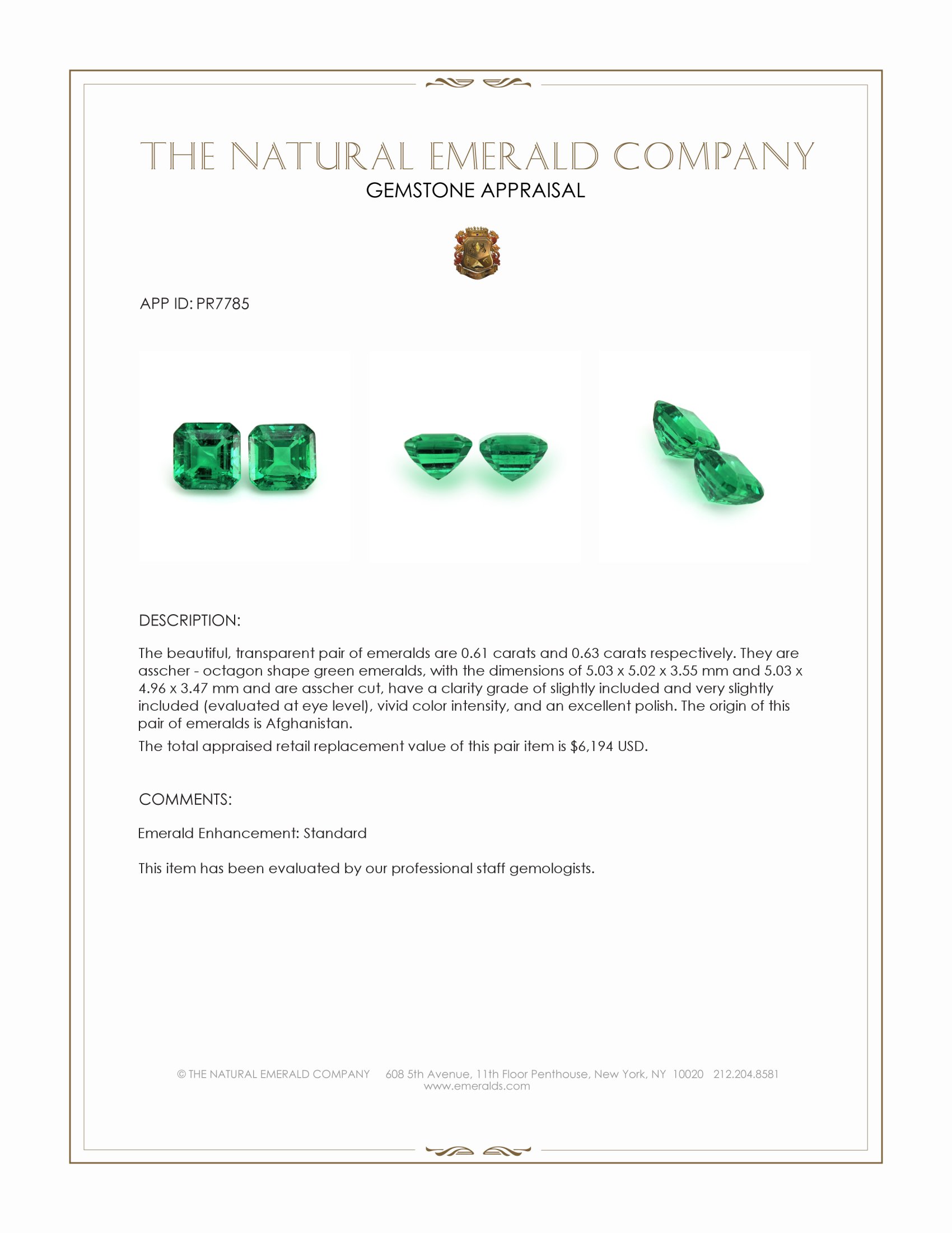 1.24 Ct.Tw. Emerald Pair from Afghanistan