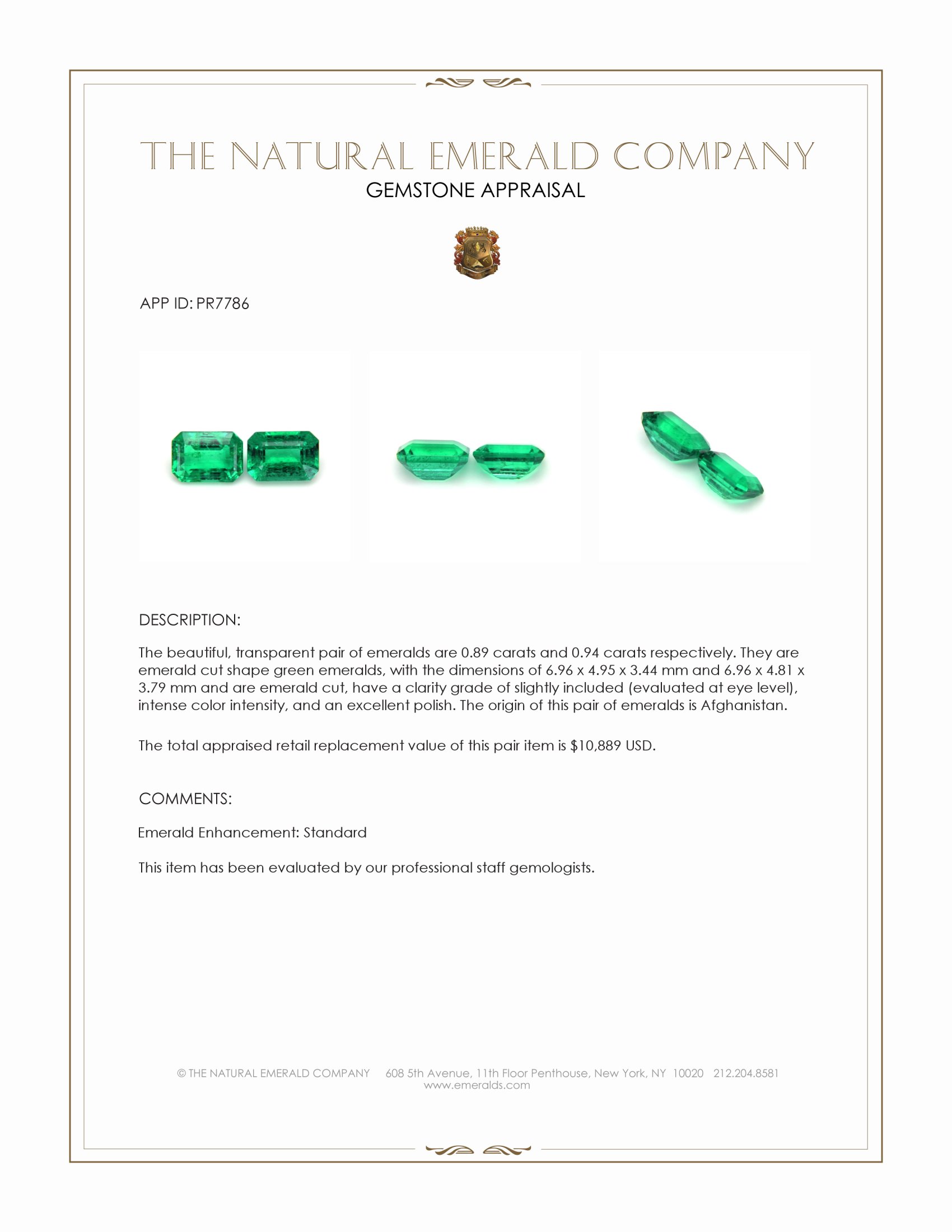 1.83 Ct.Tw. Emerald Pair from Afghanistan
