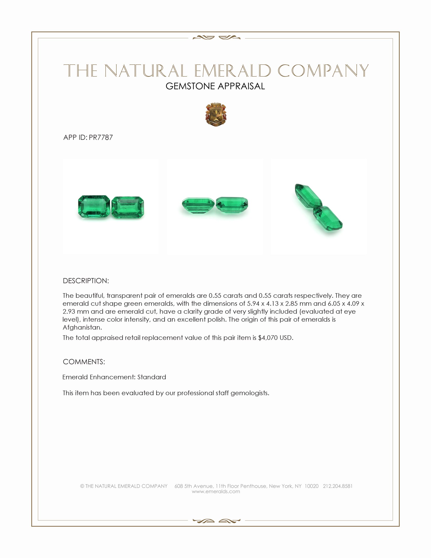 1.10 Ct.Tw. Emerald Pair from Afghanistan