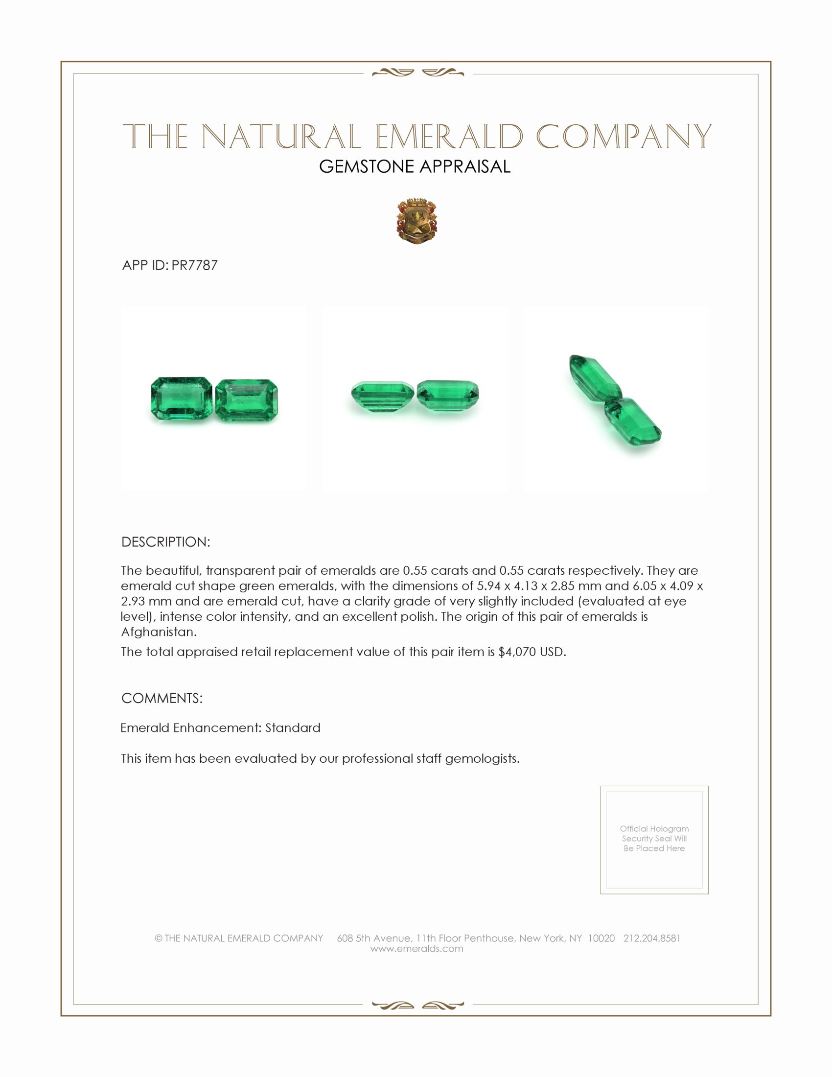 1.10 Ct.Tw. Emerald Pair from Afghanistan