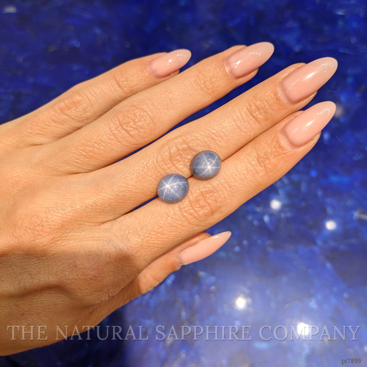 10.62 Ct.Tw. Blue Star Sapphire Pair from Ceylon (Sri Lanka)