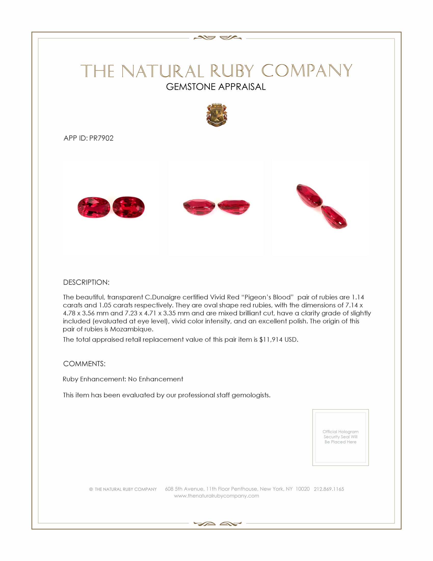 2.19 Ct.Tw. Ruby Pair from Mozambique