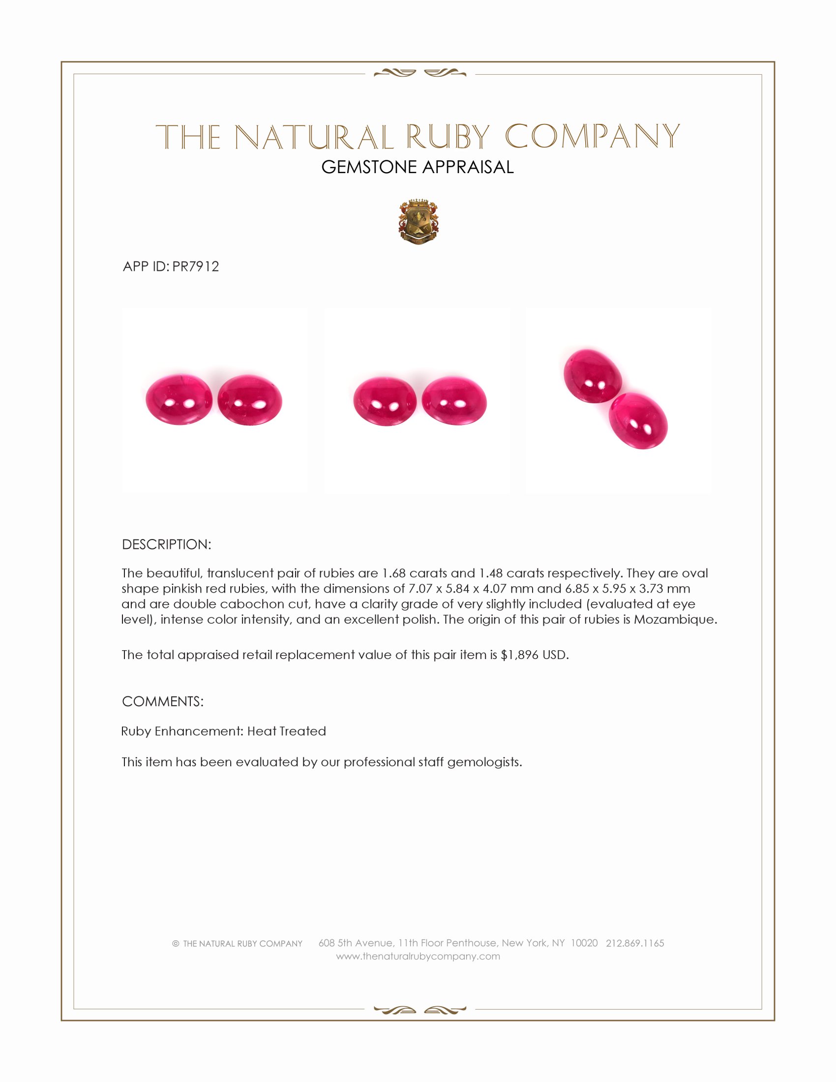 3.16 Ct.Tw. Cabochon Ruby Pair from Mozambique