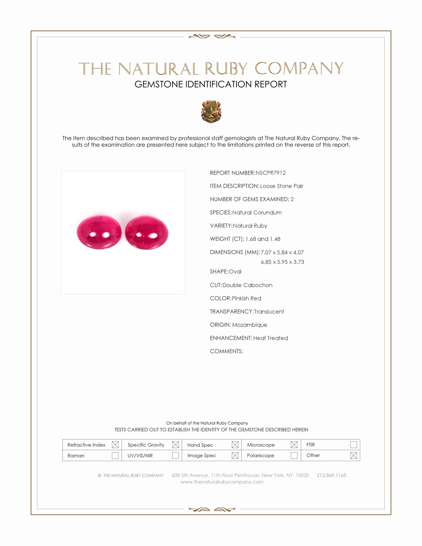 3.16 Ct.Tw. Pinkish Red Cabochon Ruby Pair from Mozambique