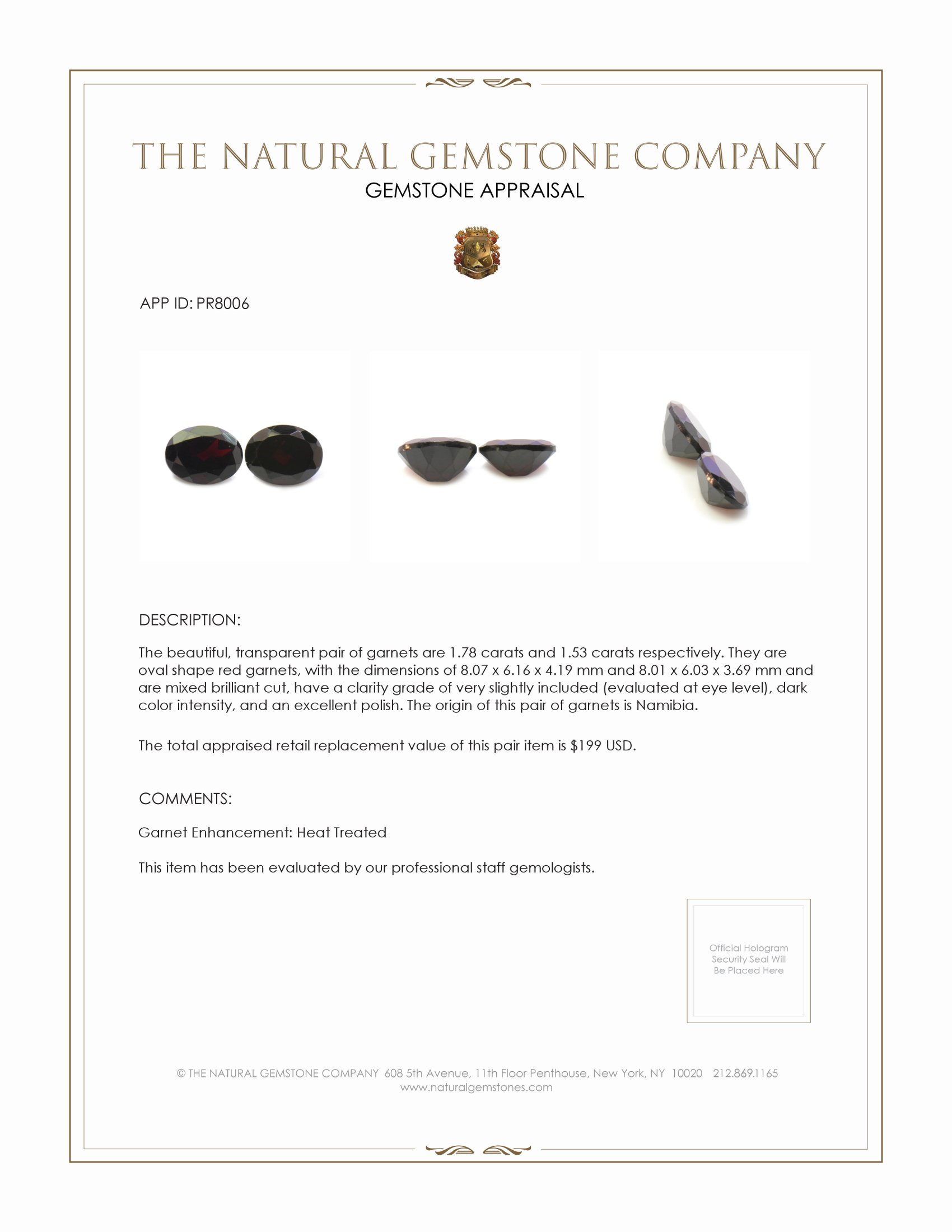 3.31 Ct.Tw. Garnet Pair from Namibia