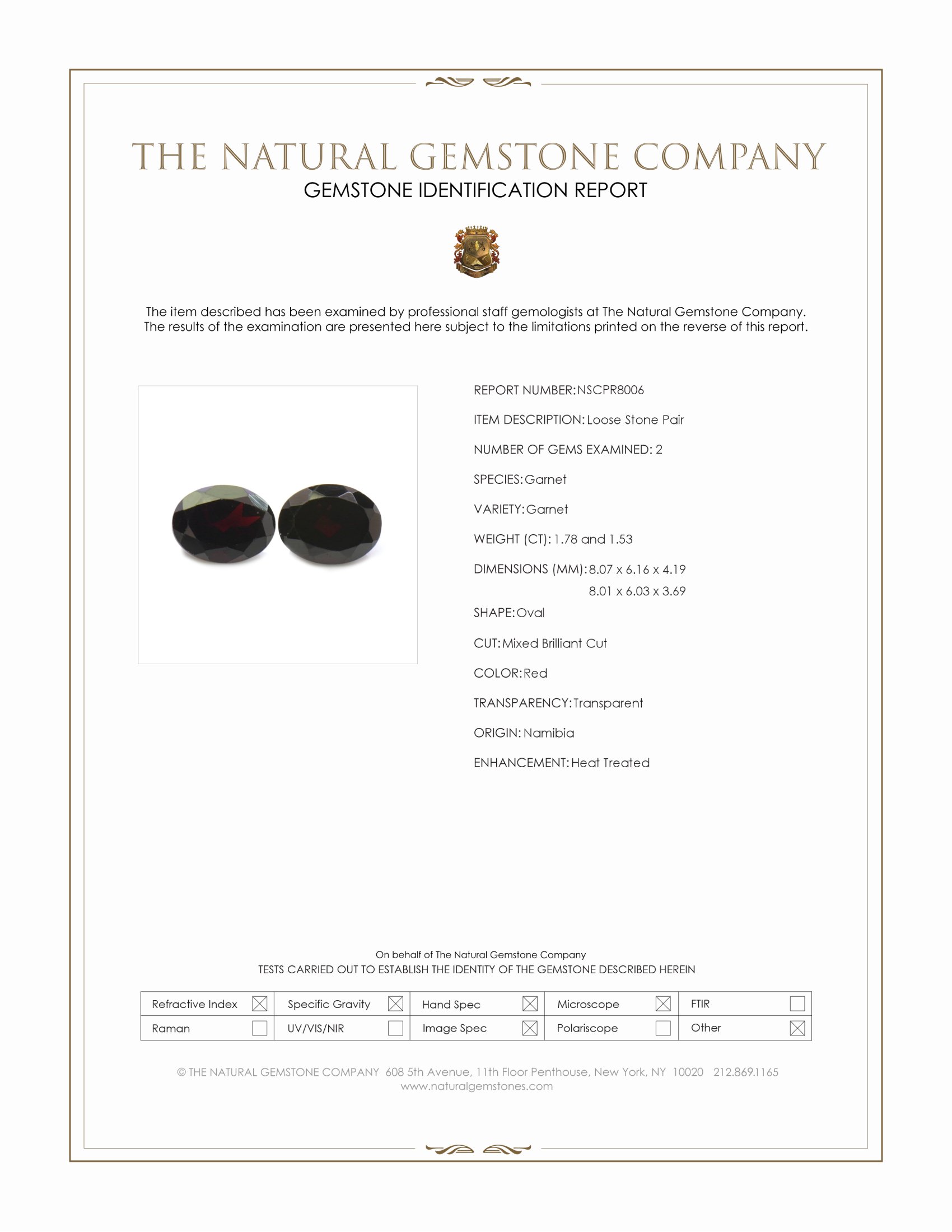 3.31 Ct.Tw. Red Garnet Pair from Namibia