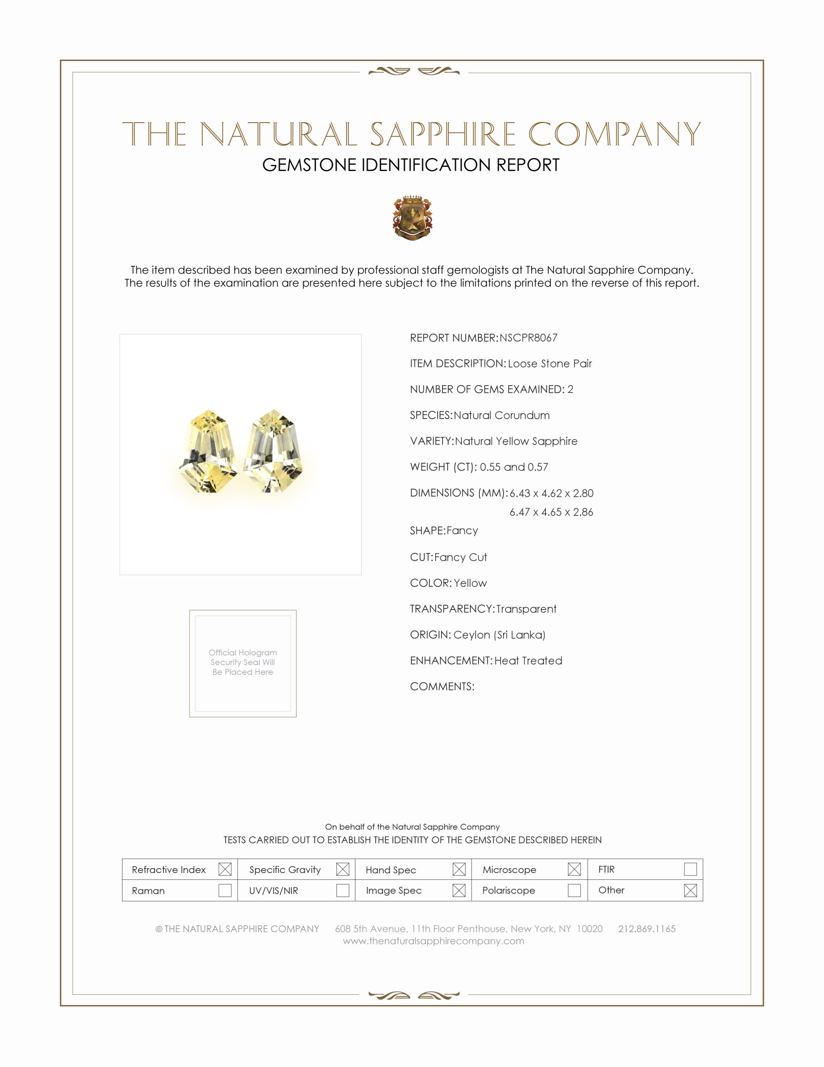 1.12 Ct.Tw. Yellow Sapphire Pair from Ceylon (Sri Lanka)