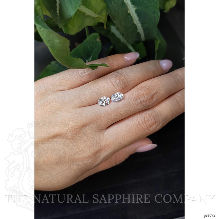 2.67 Ct.Tw. White Sapphire Pair from Ceylon (Sri Lanka)