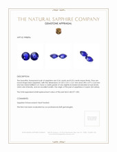 1.09 Ct.Tw.Total Carat Weight Blue Sapphire Pair from Ceylon (Sri Lanka) Appraisal