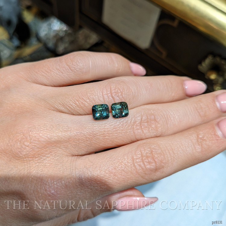 4.04 Ct.Tw. Greenish Blue Sapphire Pair from Ceylon (Sri Lanka)