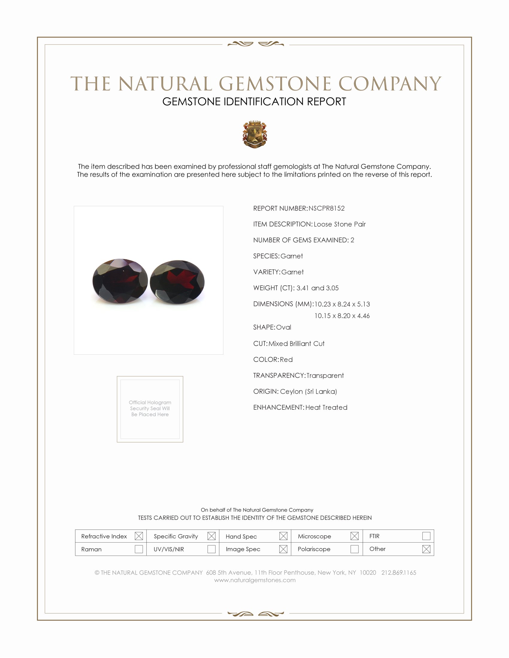6.46 Ct.Tw. Red Garnet Pair from Ceylon (Sri Lanka)