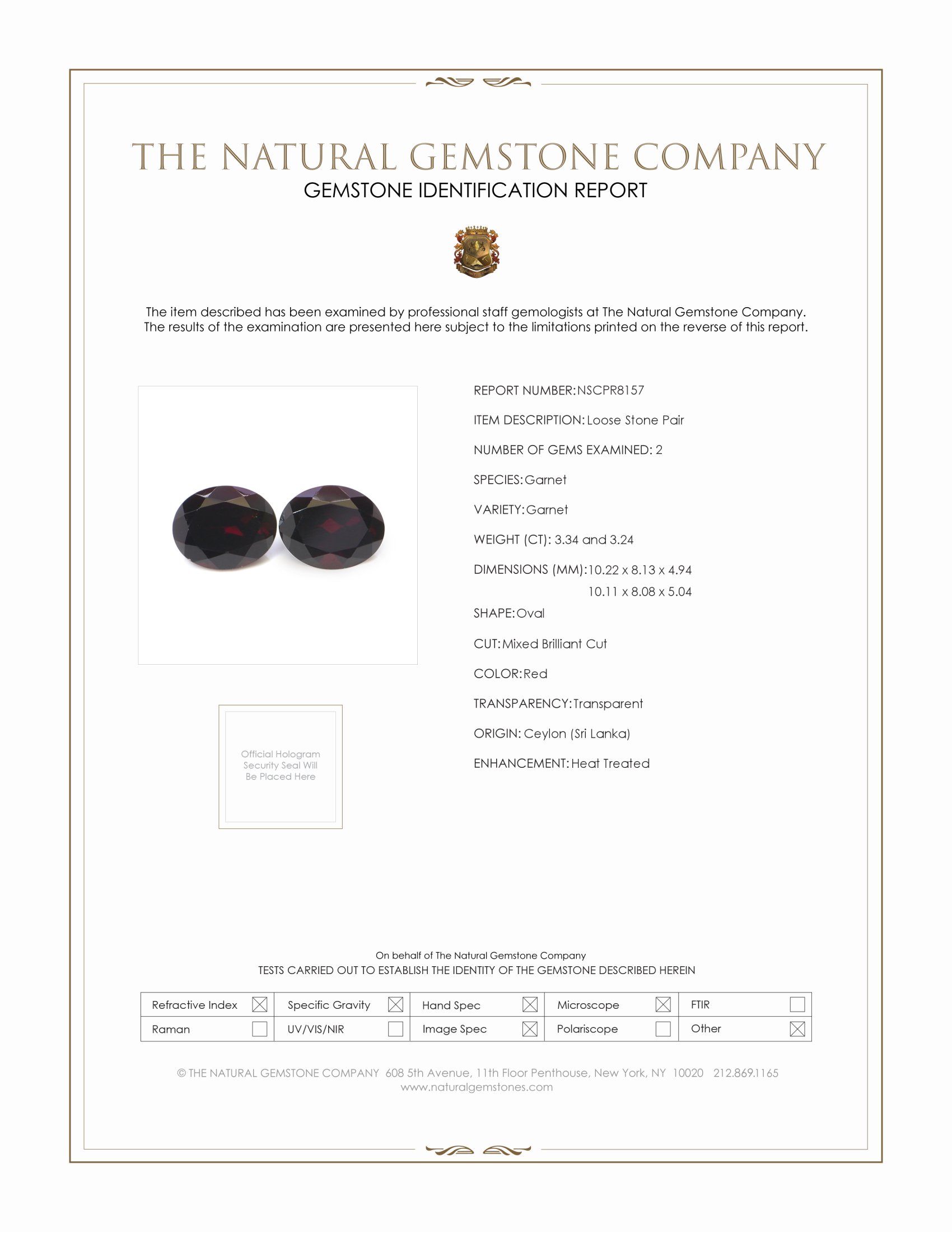 6.58 Ct.Tw. Red Garnet Pair from Ceylon (Sri Lanka)