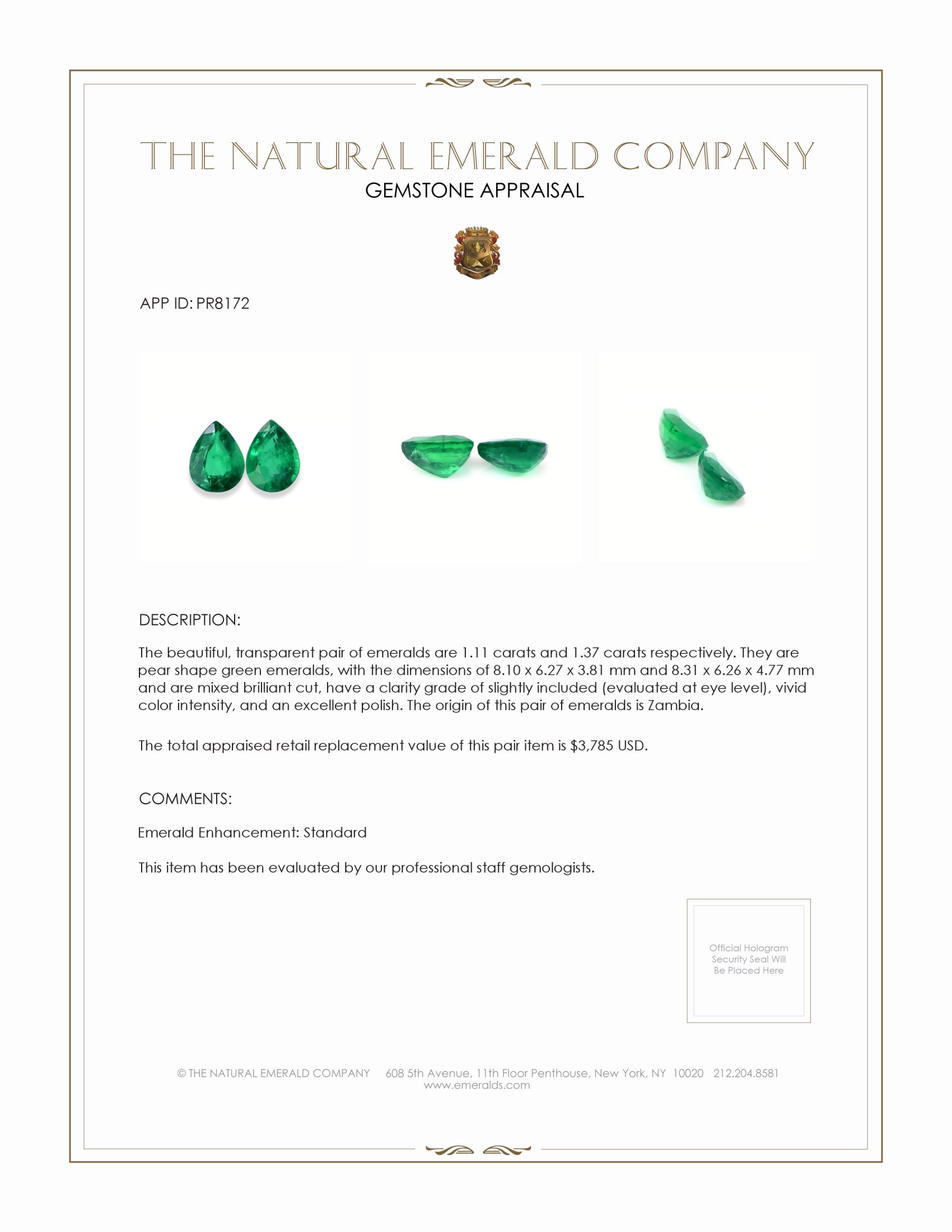 2.48 Ct.Tw. Emerald Pair from Zambia