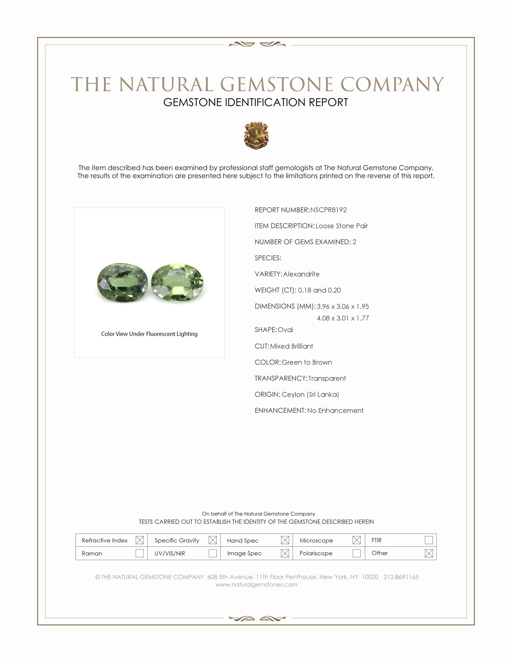 0.38 Ct.Tw. Alexandrite Pair from Ceylon (Sri Lanka)