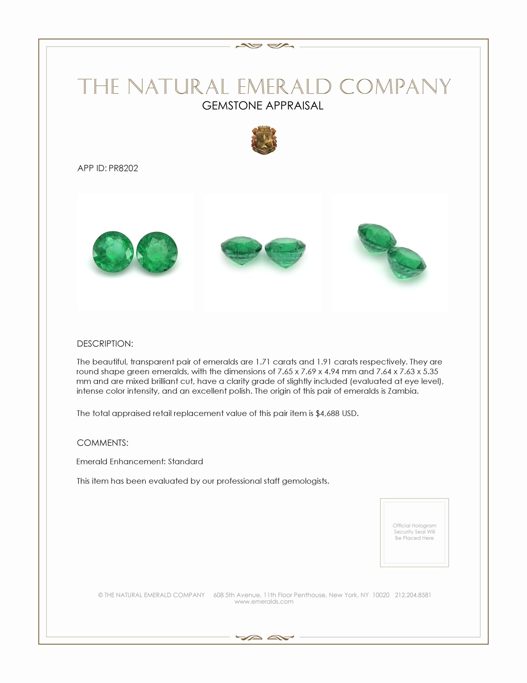3.62 Ct.Tw. Emerald Pair from Zambia