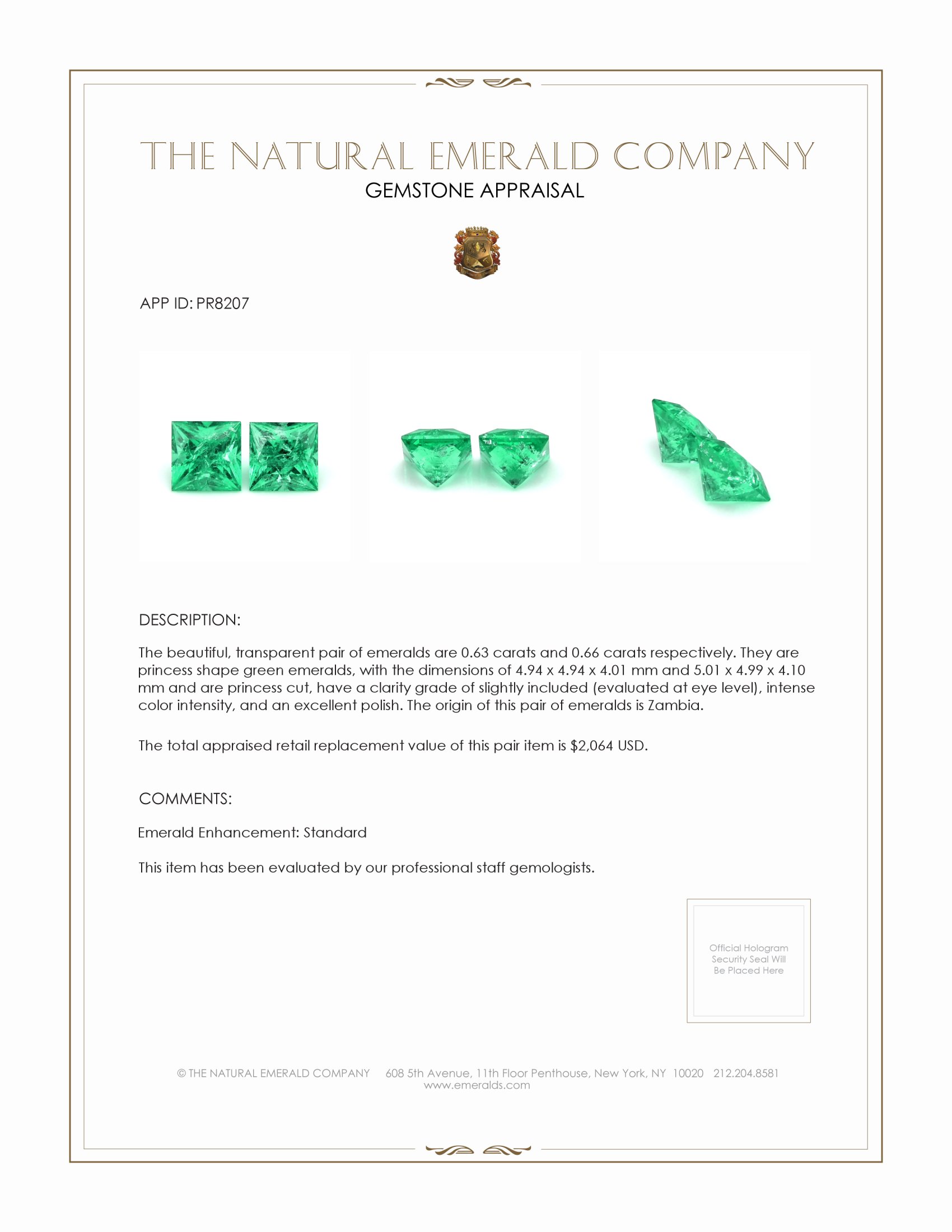 1.29 Ct.Tw. Emerald Pair from Zambia