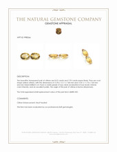 16.25 Ct.Tw.Total Carat Weight Yellow Citrine Pair from Burma (Myanmar) Appraisal