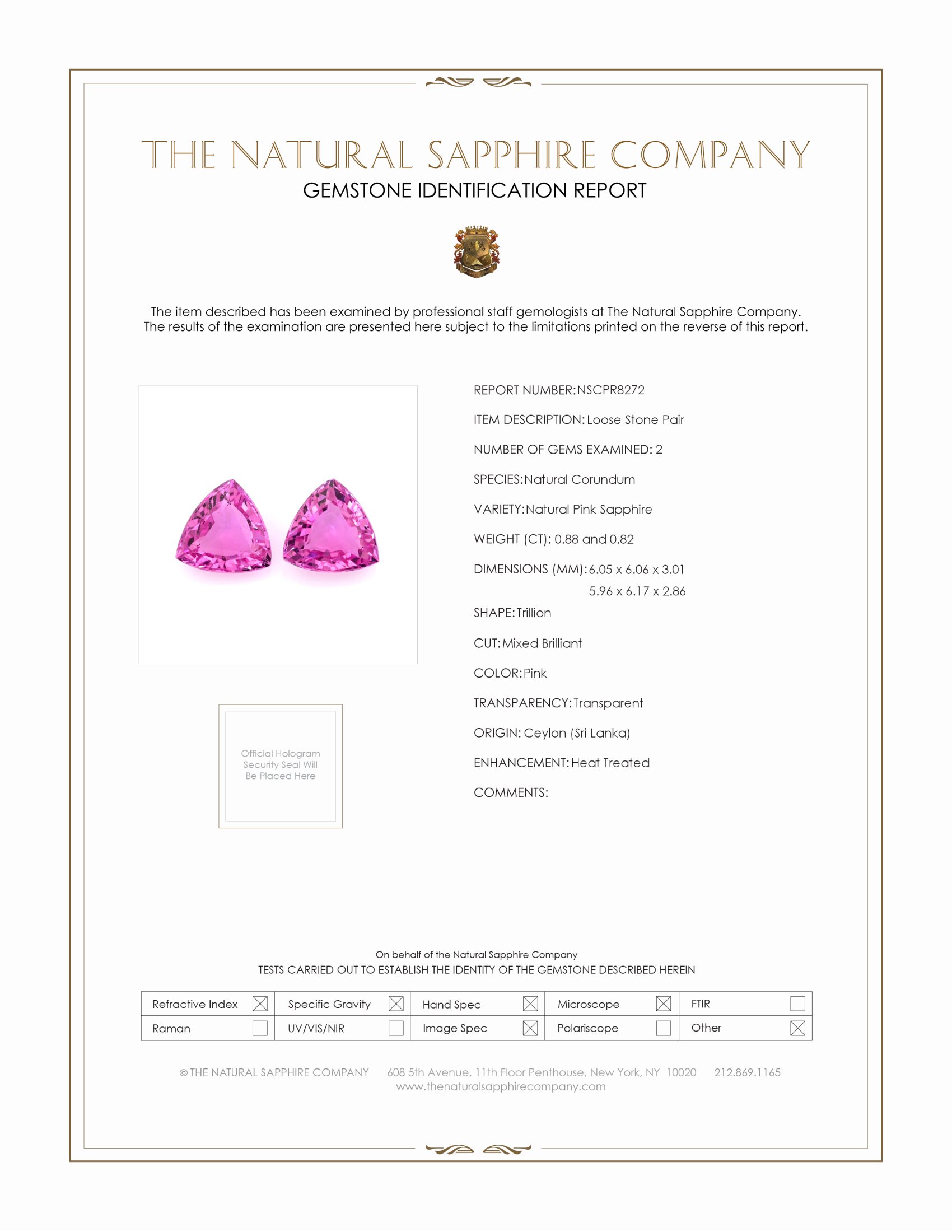 1.70 Ct.Tw. Pink Sapphire Pair from Ceylon (Sri Lanka)