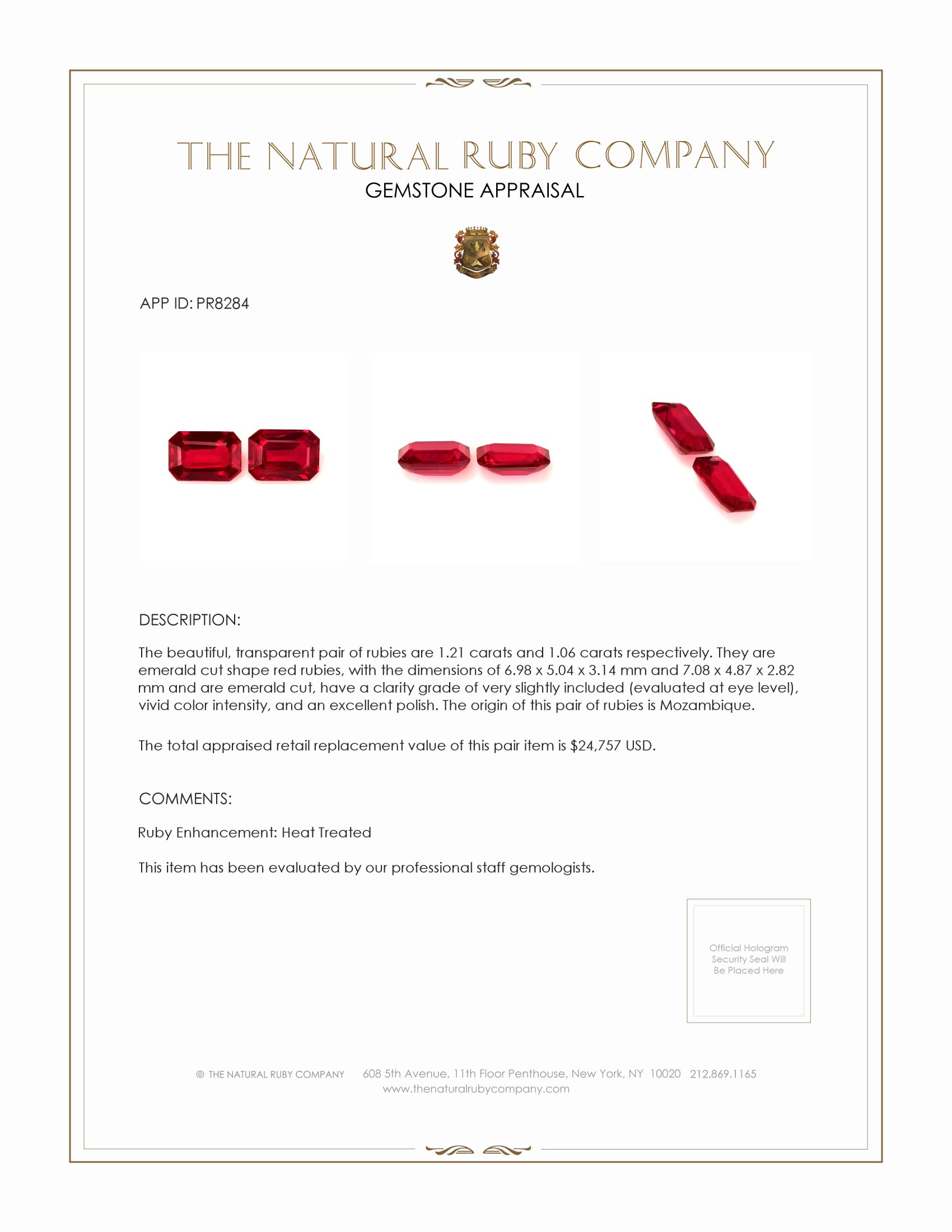 2.27 Ct.Tw. Ruby Pair from Mozambique