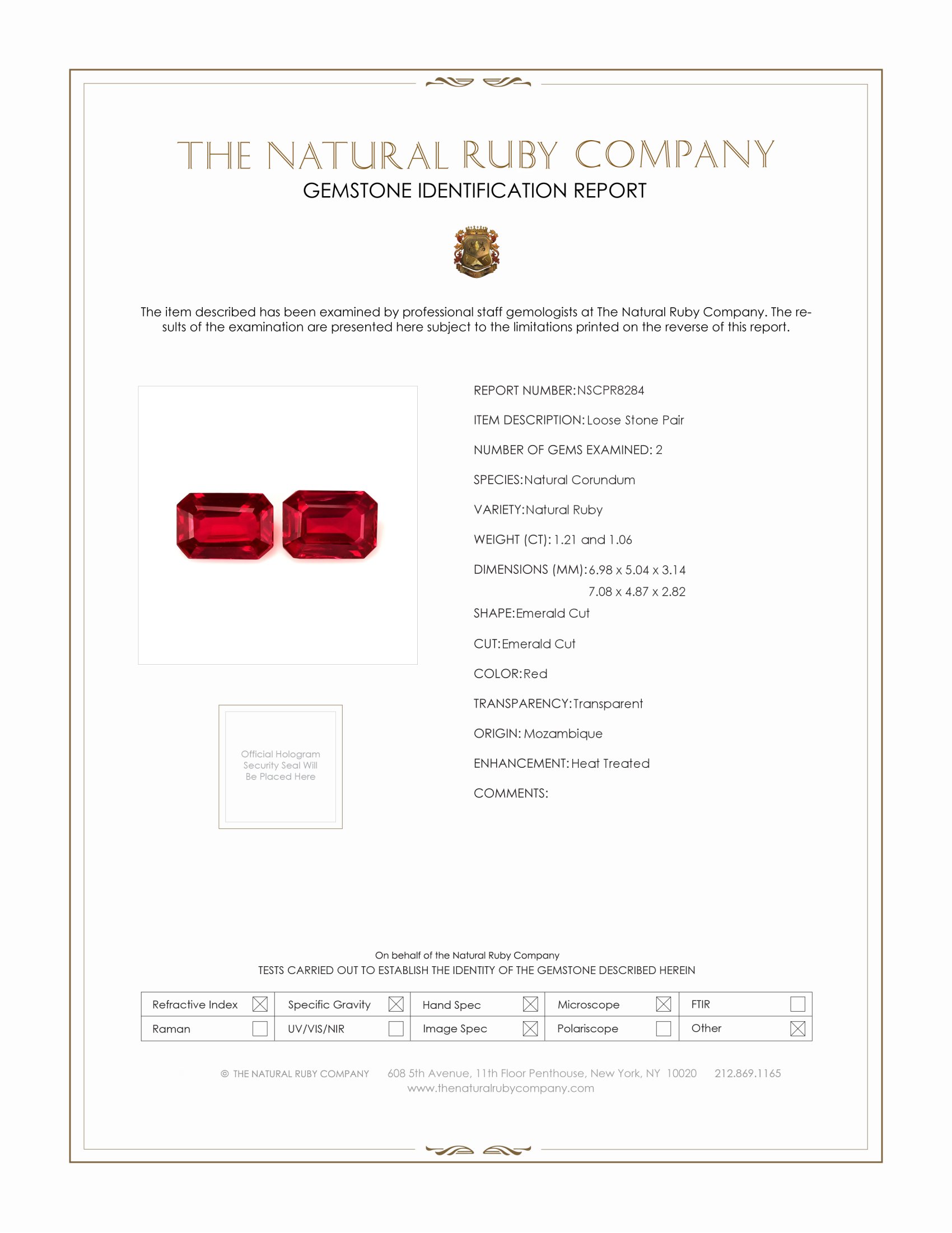 2.27 Ct.Tw. Ruby Pair from Mozambique