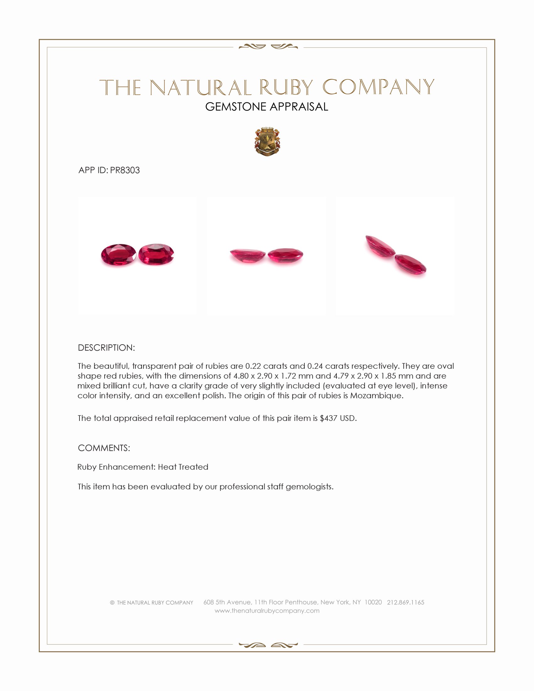 0.46 Ct.Tw. Ruby Pair from Mozambique
