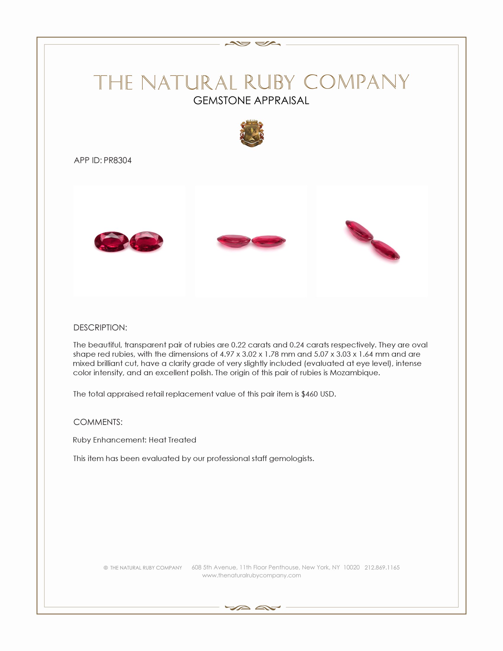 0.46 Ct.Tw. Ruby Pair from Mozambique