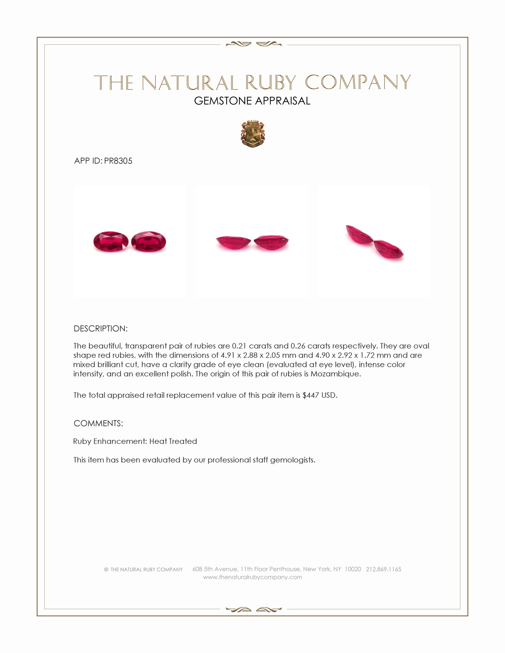0.47 Ct.Tw. Ruby Pair from Mozambique