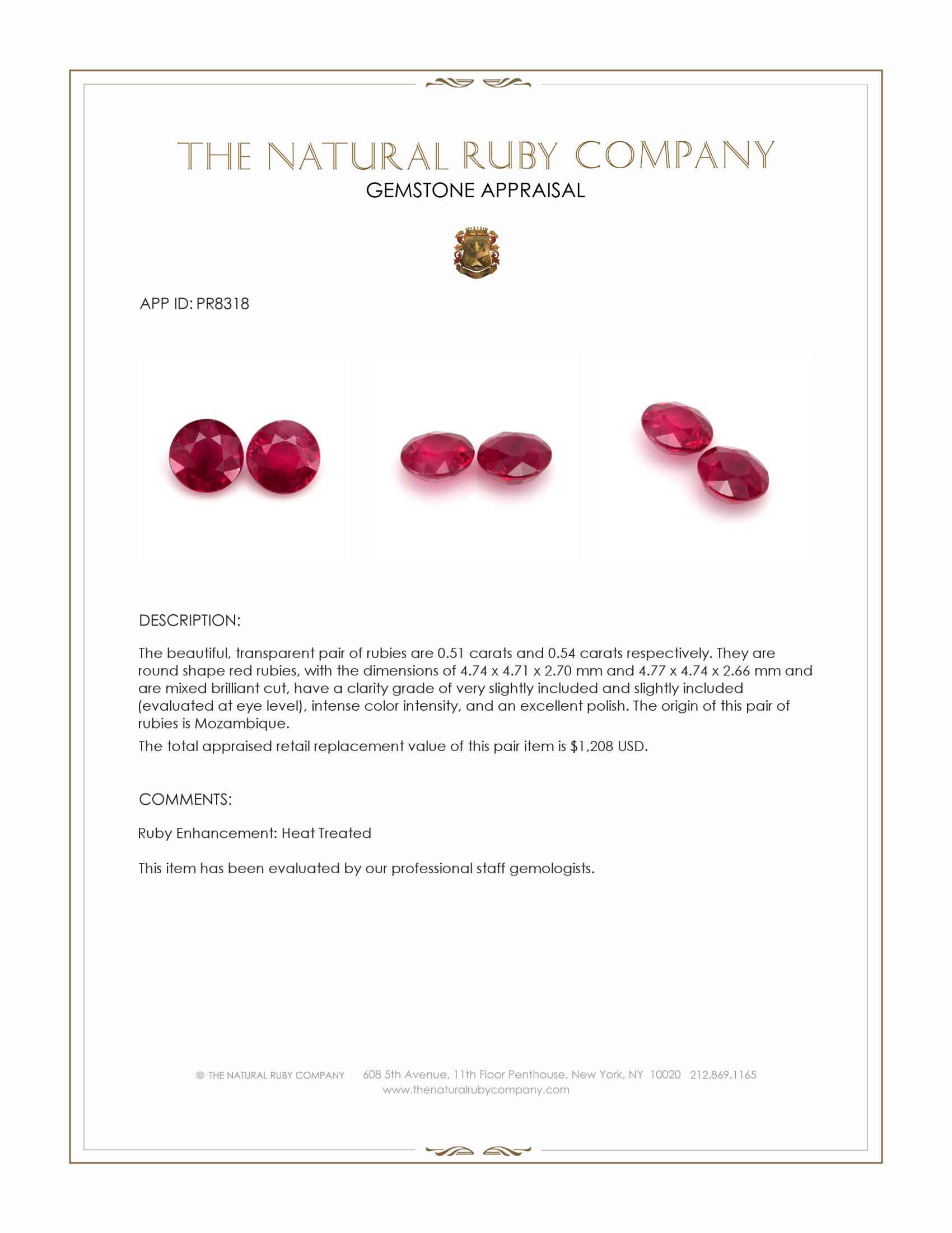 1.05 Ct.Tw. Ruby Pair from Mozambique