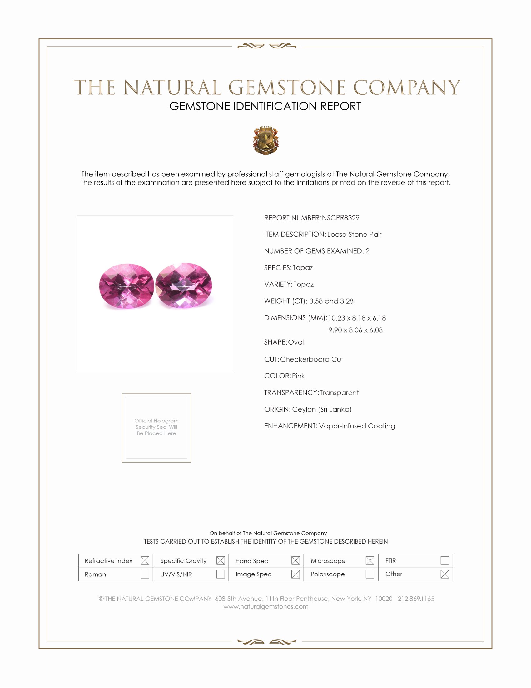 6.86 Ct.Tw. Pink Topaz Pair from Ceylon (Sri Lanka)