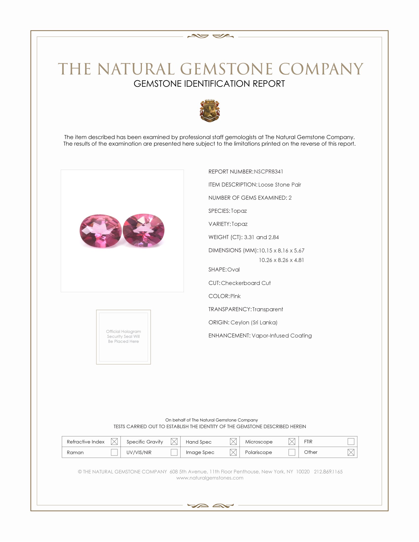 6.15 Ct.Tw. Pink Topaz Pair from Ceylon (Sri Lanka)