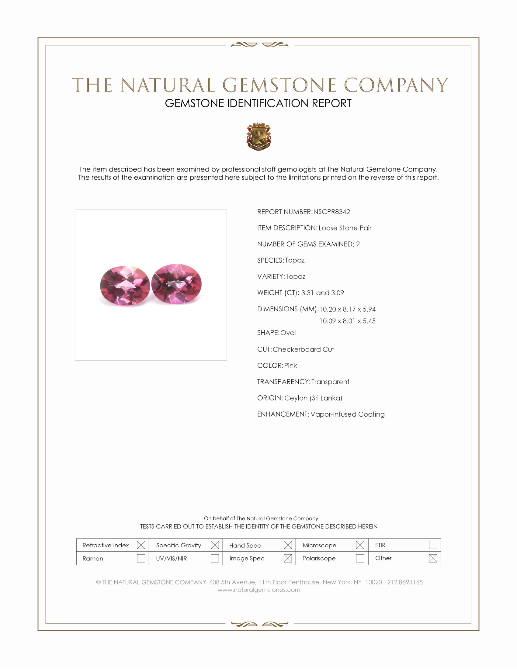 6.40 Ct.Tw. Pink Topaz Pair from Ceylon (Sri Lanka)