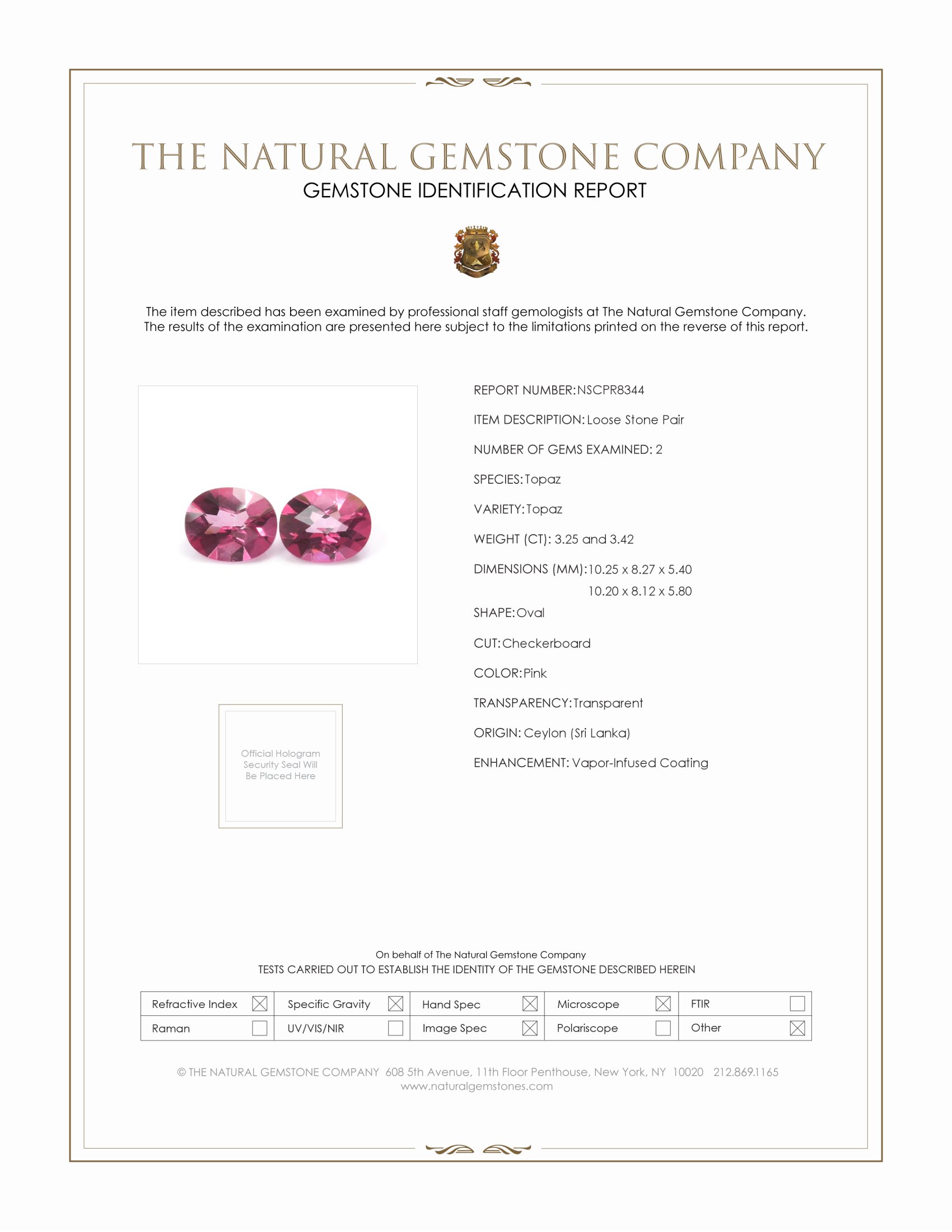 6.67 Ct.Tw. Pink Topaz Pair from Ceylon (Sri Lanka)