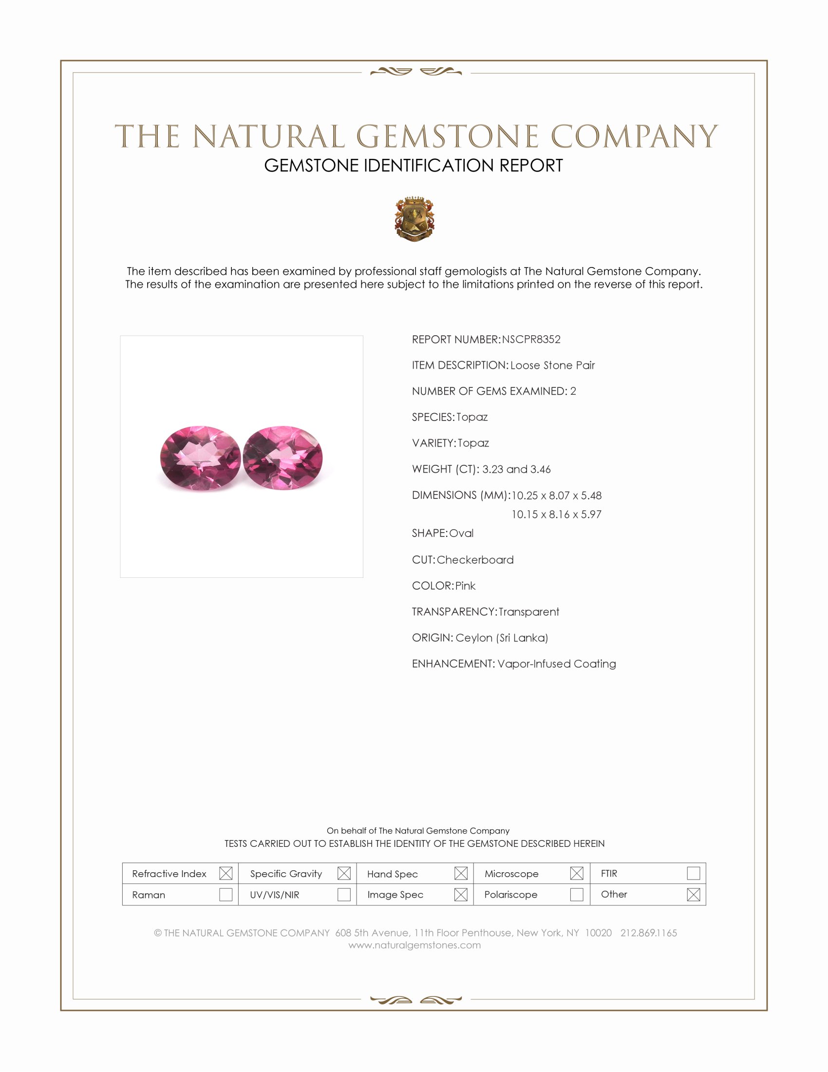 6.69 Ct.Tw. Pink Topaz Pair from Ceylon (Sri Lanka)
