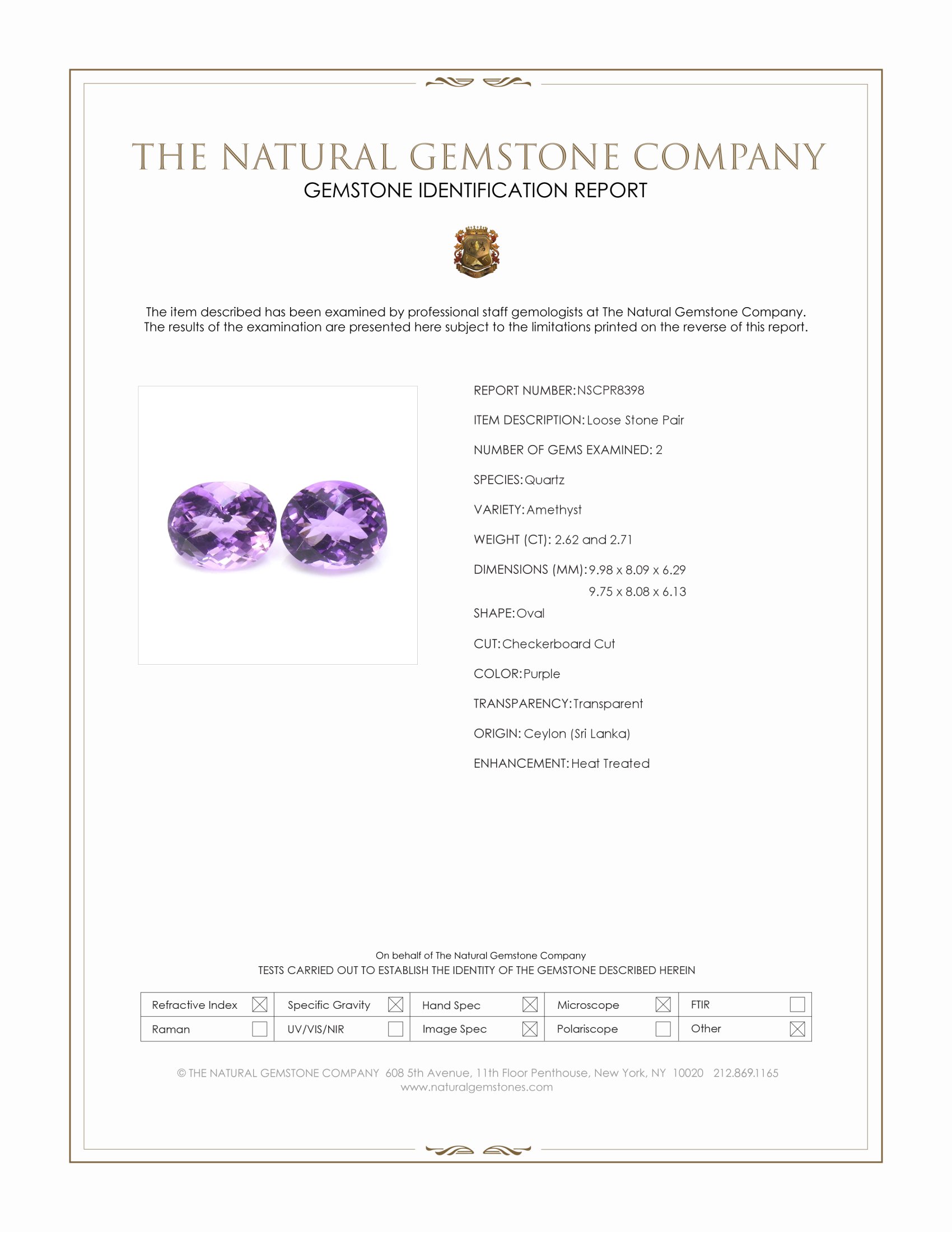 5.33 Ct.Tw. Purple Amethyst Pair from Ceylon (Sri Lanka)