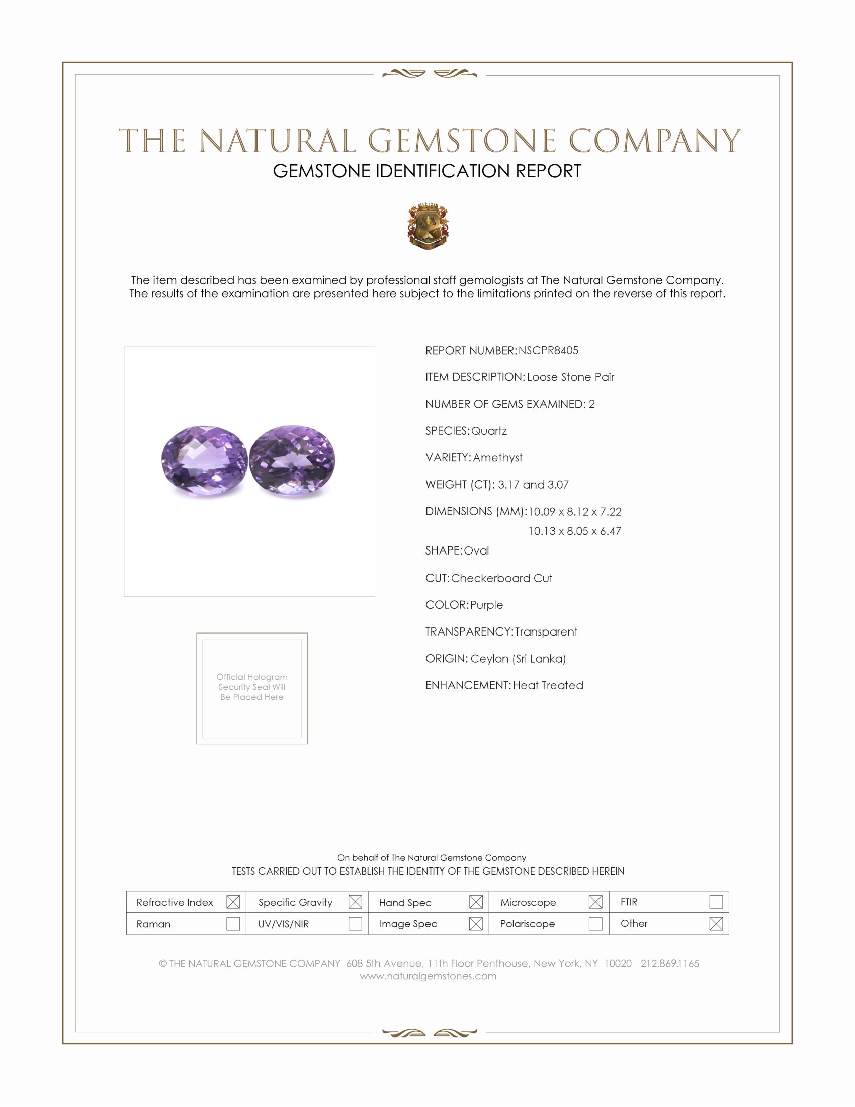 6.24 Ct.Tw. Purple Amethyst Pair from Ceylon (Sri Lanka)