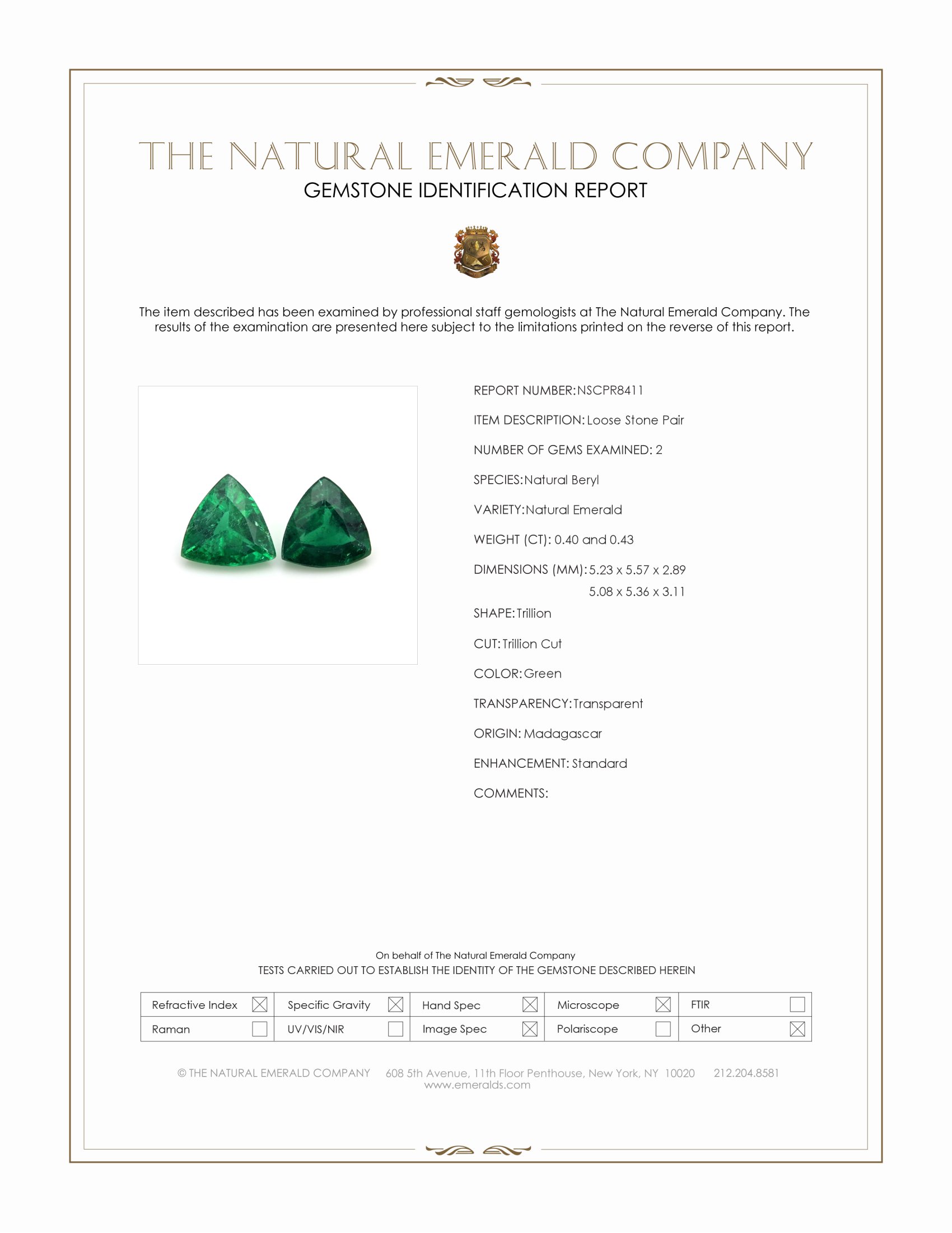0.83 Ct.Tw. Emerald Pair from Madagascar